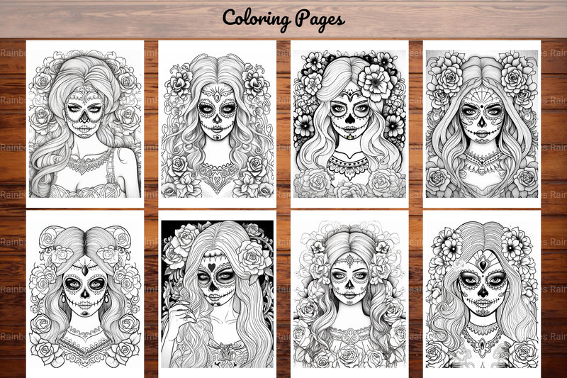 Sugar Skull Girl Coloring Book - CraftNest - Digital Crafting and Art