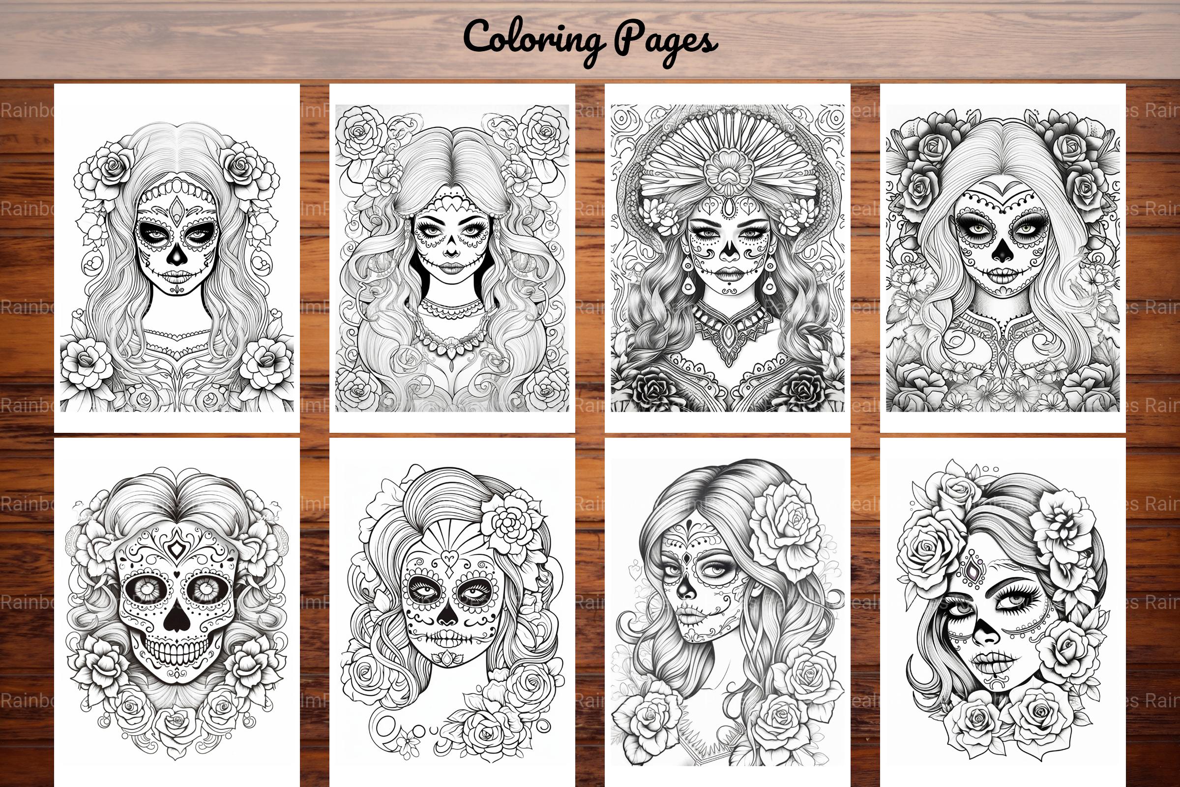 Sugar Skull Girl Coloring Book - CraftNest - Digital Crafting and Art