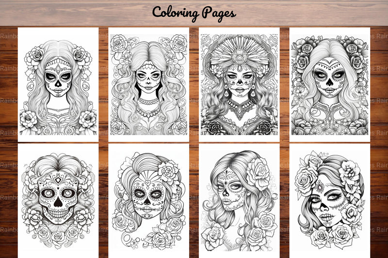 Sugar Skull Girl Coloring Book - CraftNest - Digital Crafting and Art