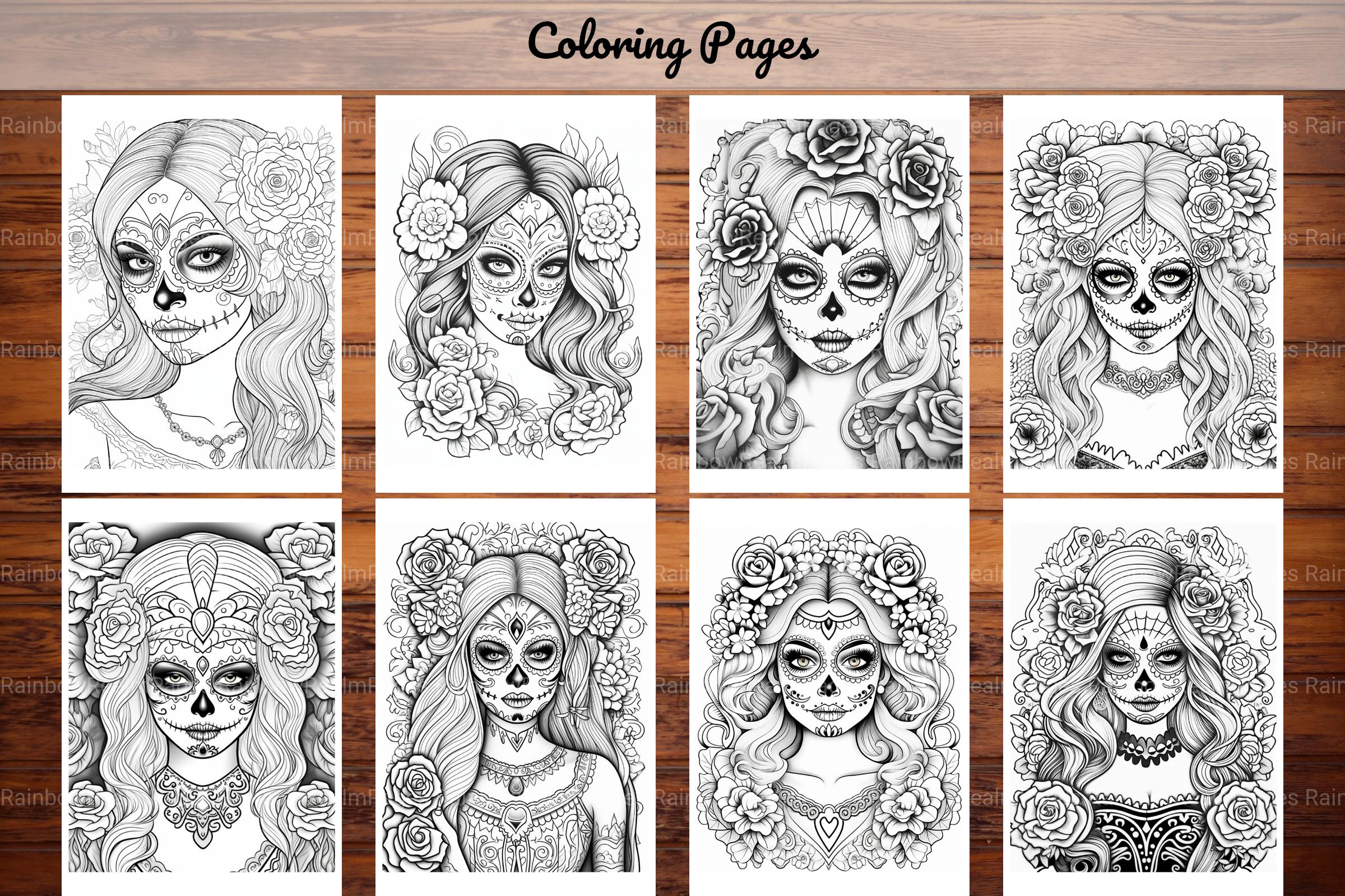 Sugar Skull Girl Coloring Book - CraftNest - Digital Crafting and Art