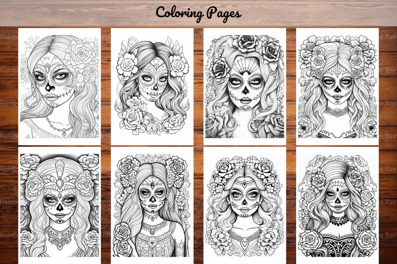 Sugar Skull Girl Coloring Book - CraftNest - Digital Crafting and Art