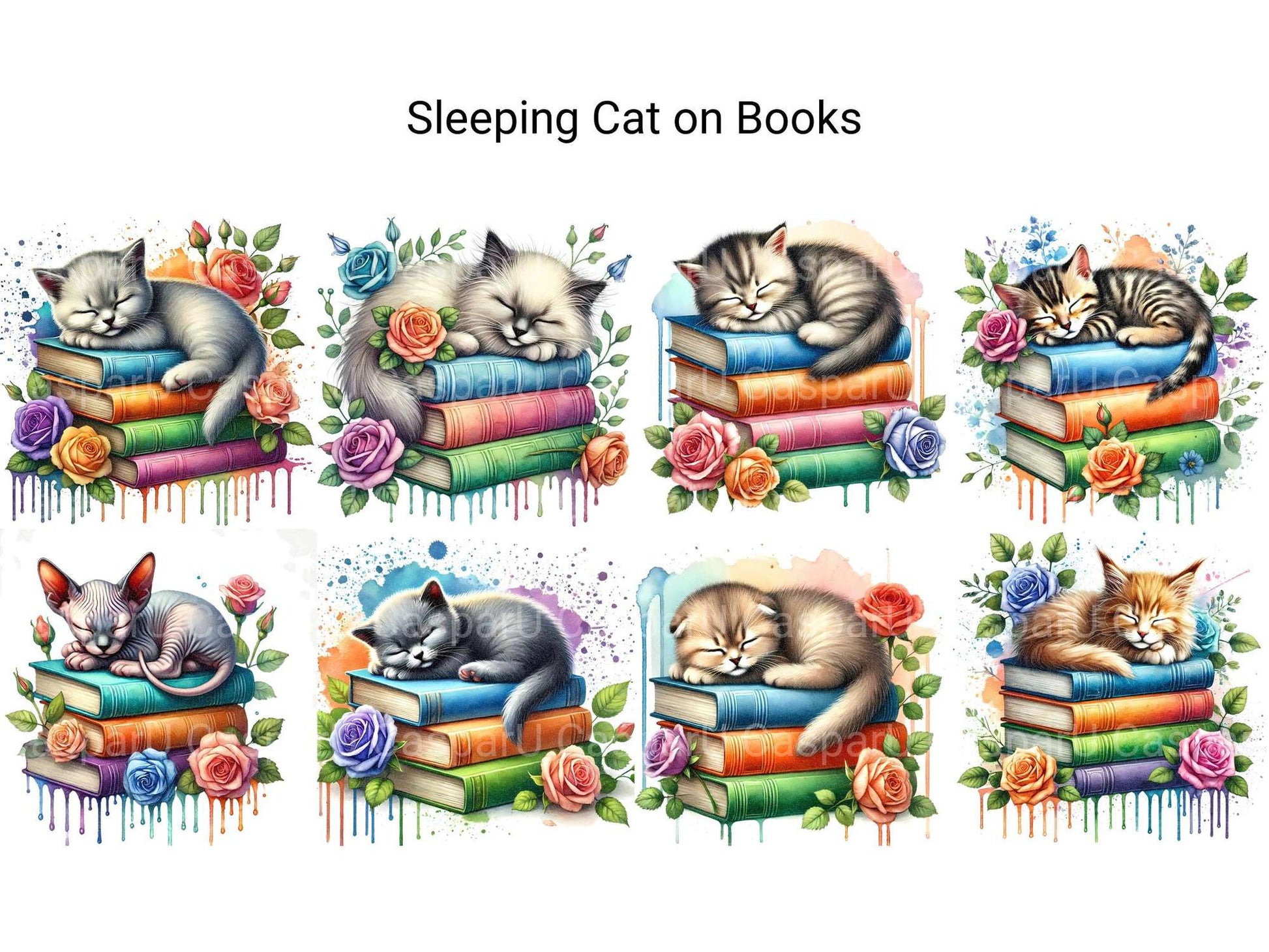 Sleeping Cat on Books - CraftNest - Digital Crafting and Art