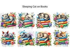 Sleeping Cat on Books - CraftNest - Digital Crafting and Art