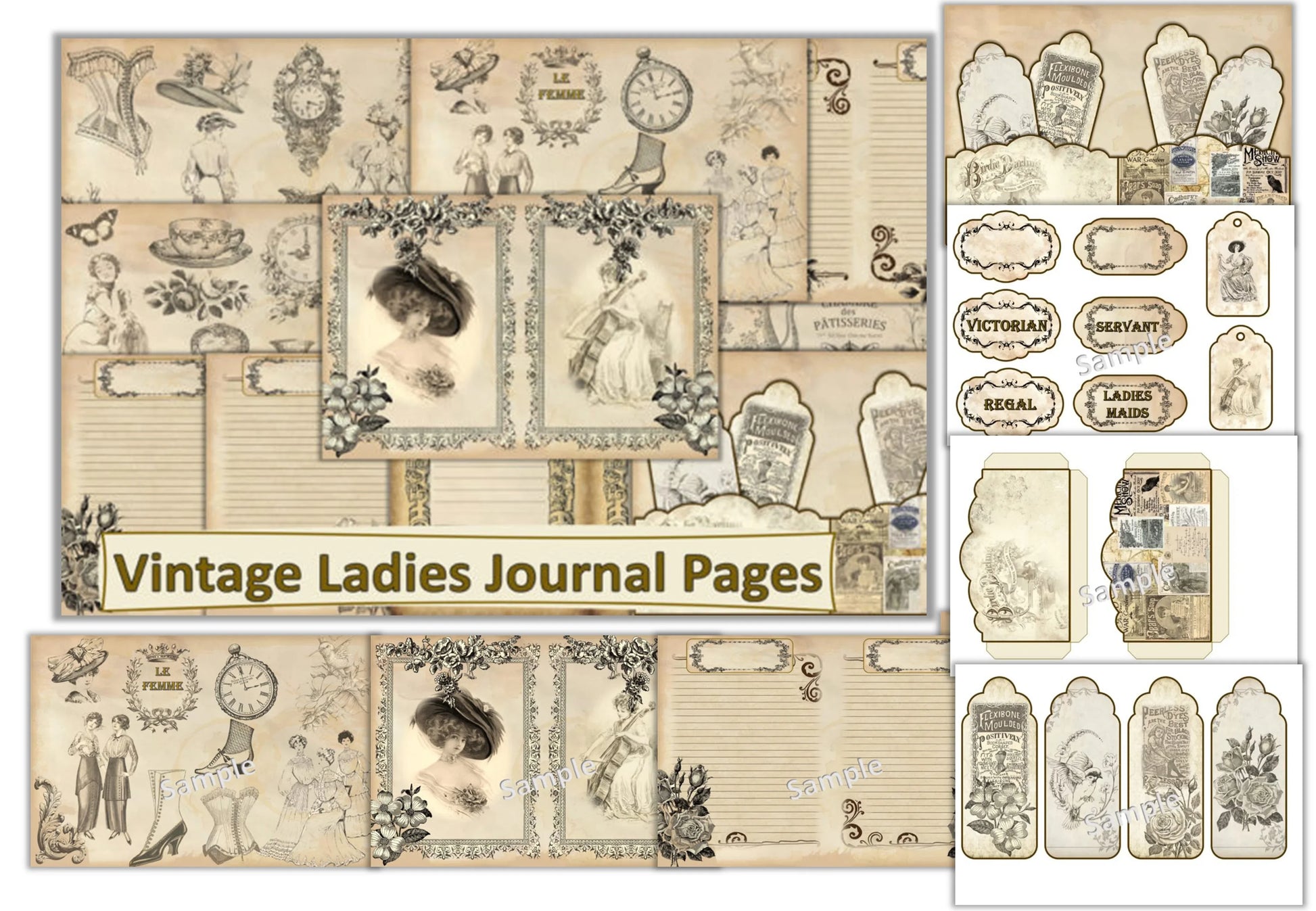 Vintage Ladies Clipart Bundle - CraftNest - Digital Crafting and Art