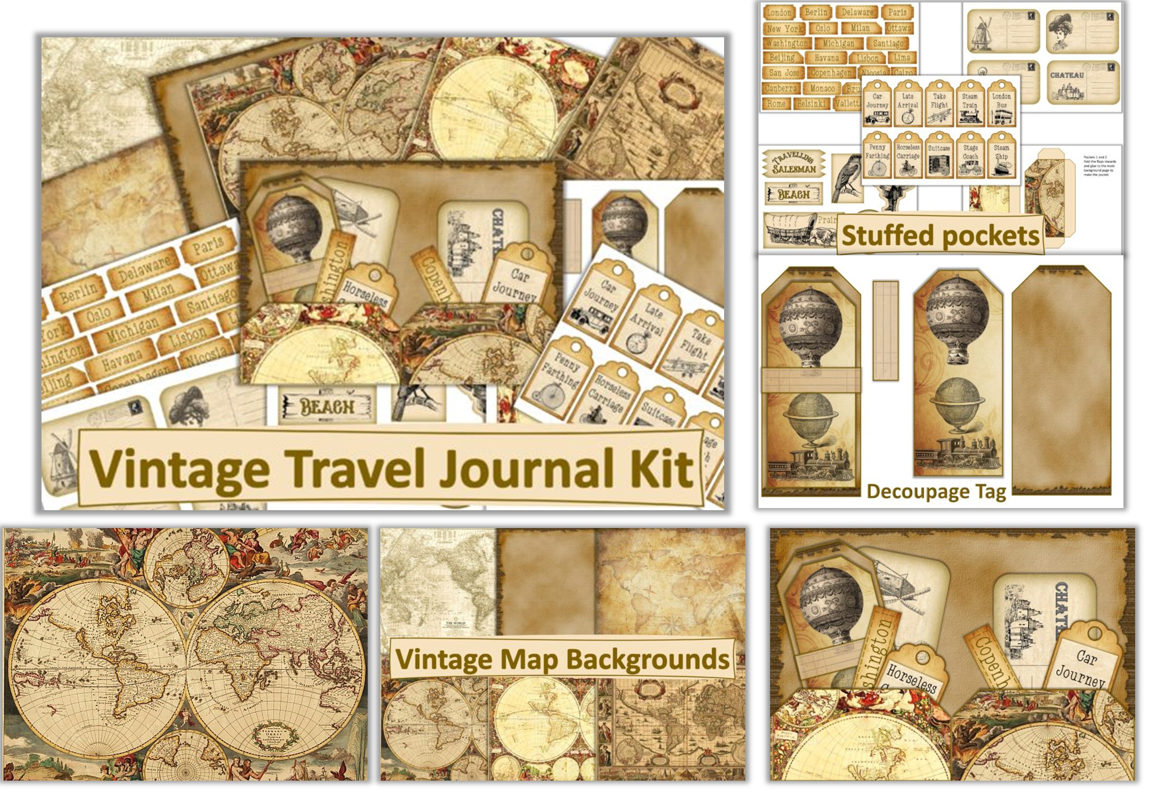 Vintage Travel Clipart Bundle