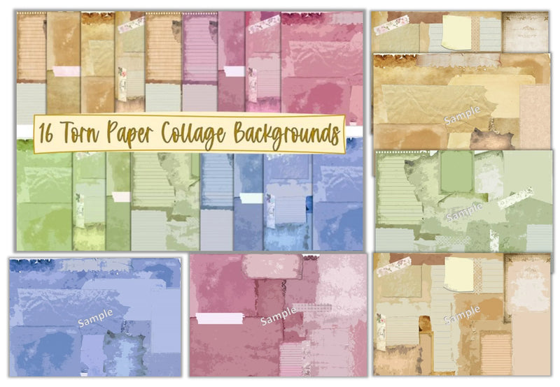 Torn Collage Backgrounds Junk Journal - CraftNest - Digital Crafting and Art