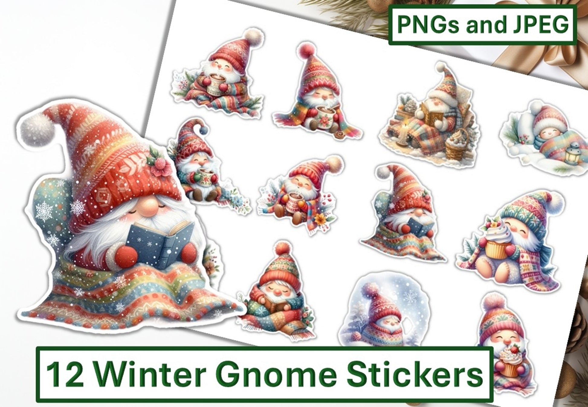 Winter Gnome Stickers Clipart Bundle - CraftNest - Digital Crafting and Art