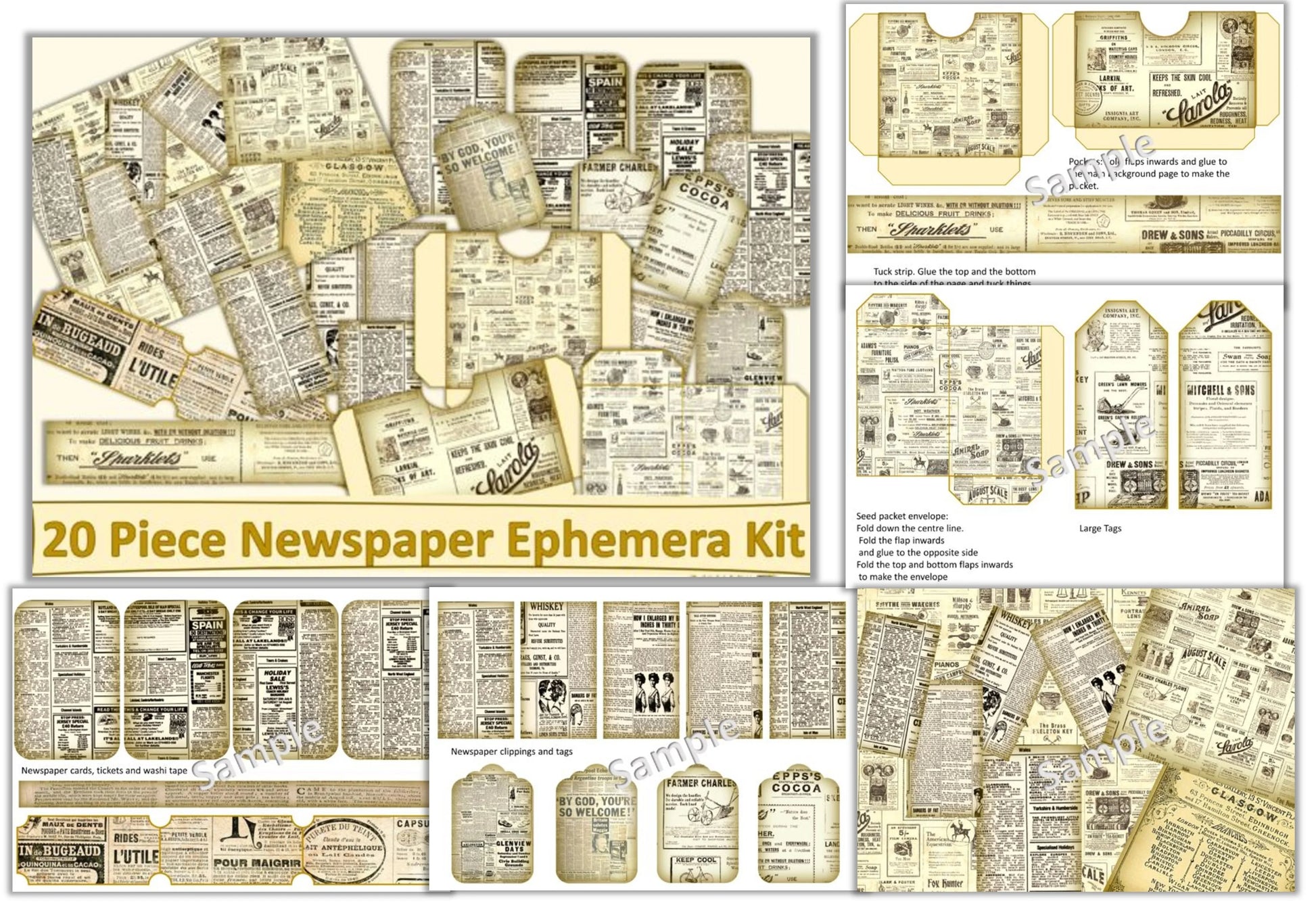 Vintage Newspaper Clipart Bundle - CraftNest - Digital Crafting and Art