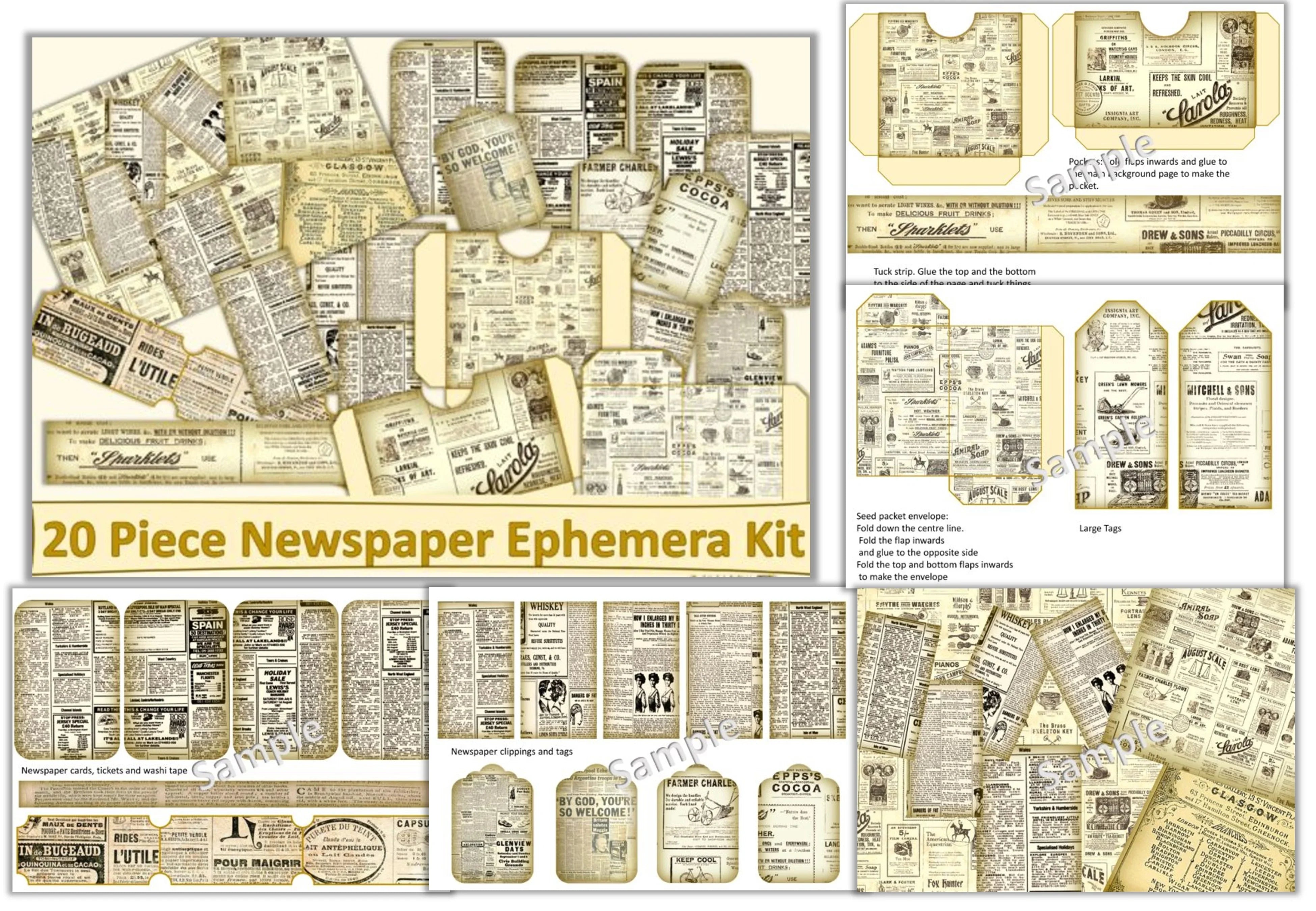 Vintage Newspaper Clipart Bundle - CraftNest - Digital Crafting and Art