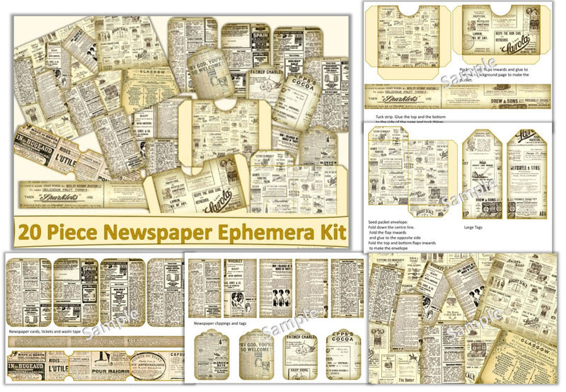 Vintage Newspaper Clipart Bundle - CraftNest - Digital Crafting and Art