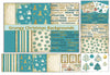 Vintage Blue Sparkle Christmas Backgrounds Clipart Bundle