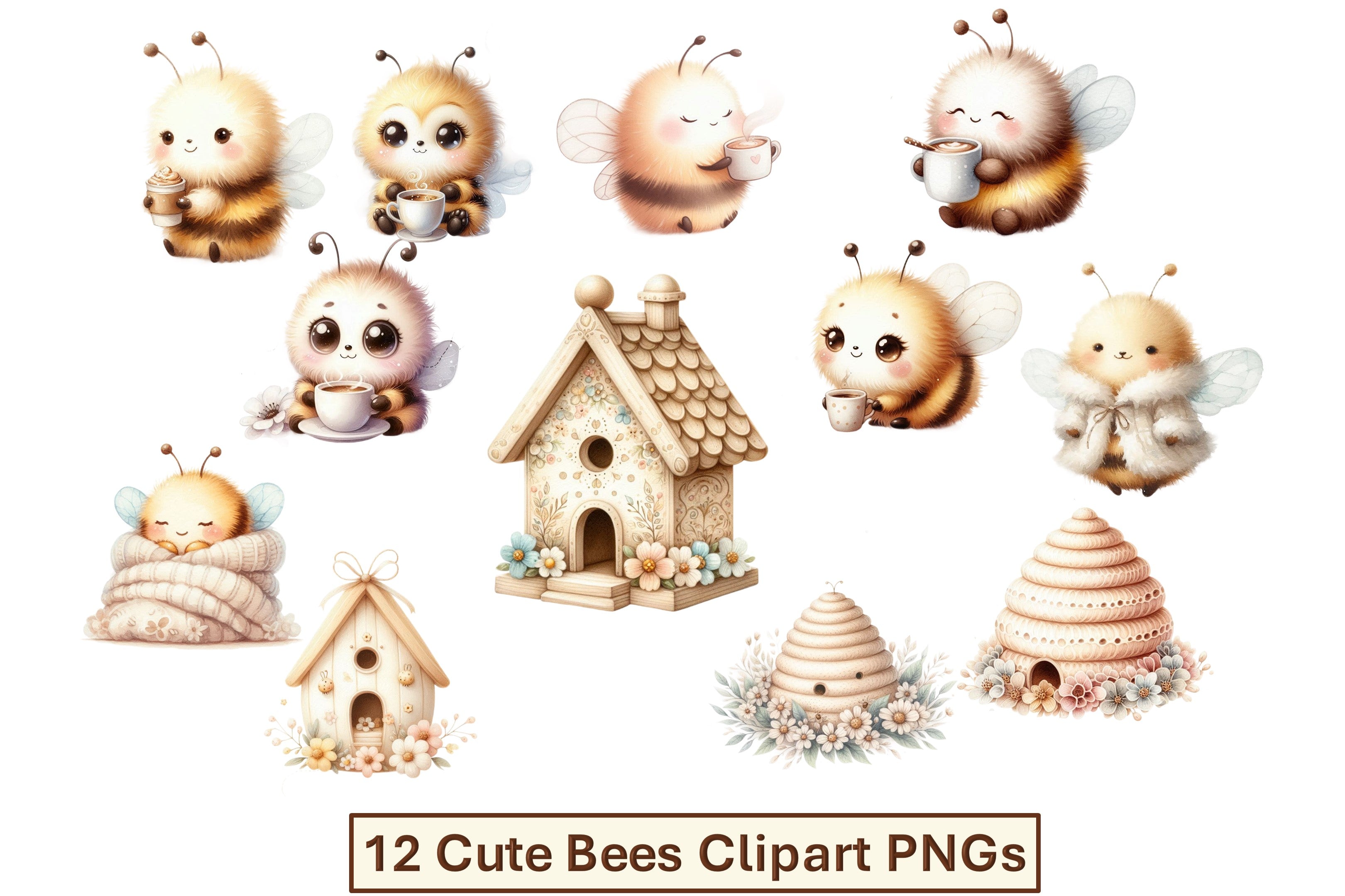Coffee Bee Clipart Bundle
