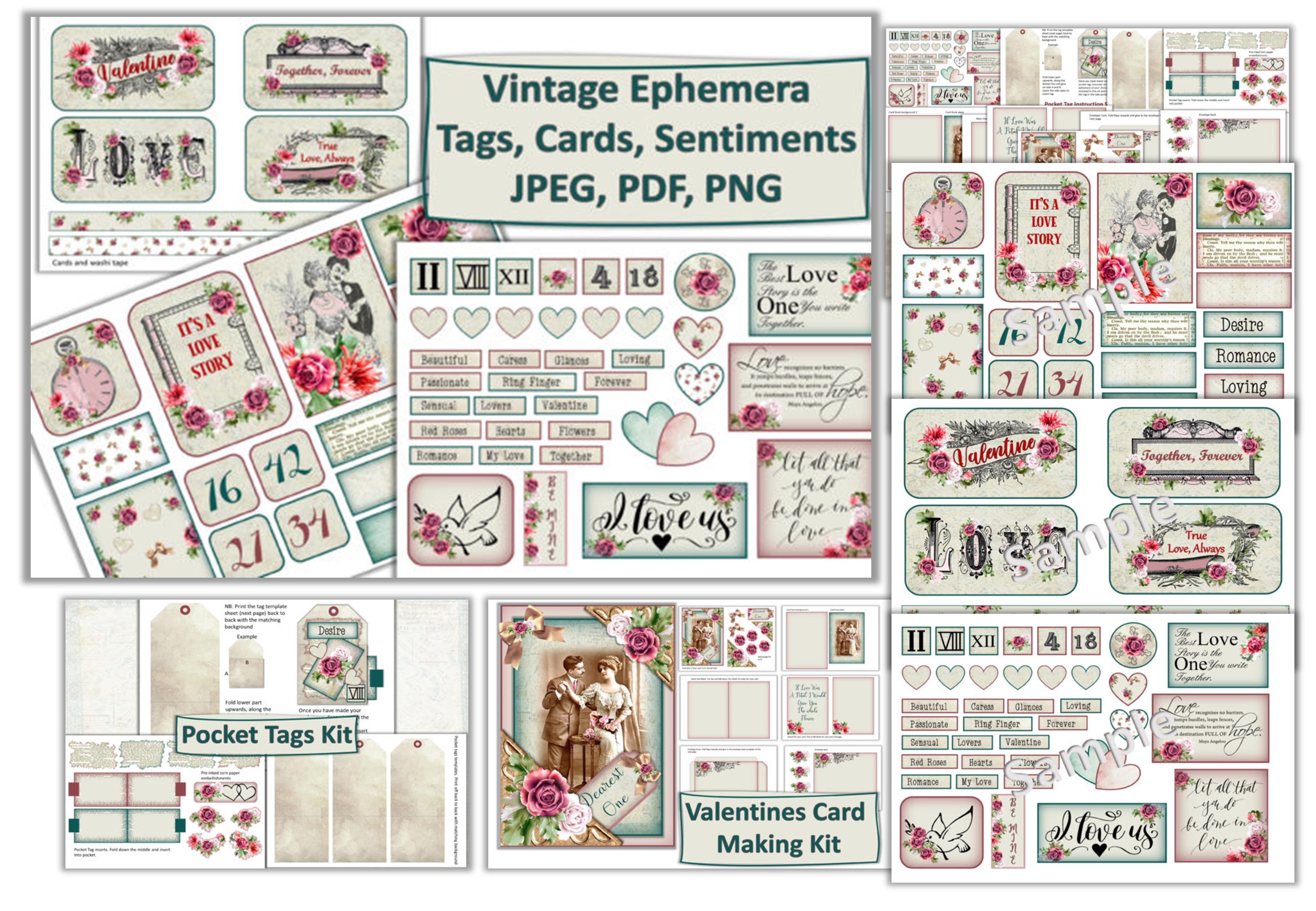 Vintage Valentine Clipart Bundle