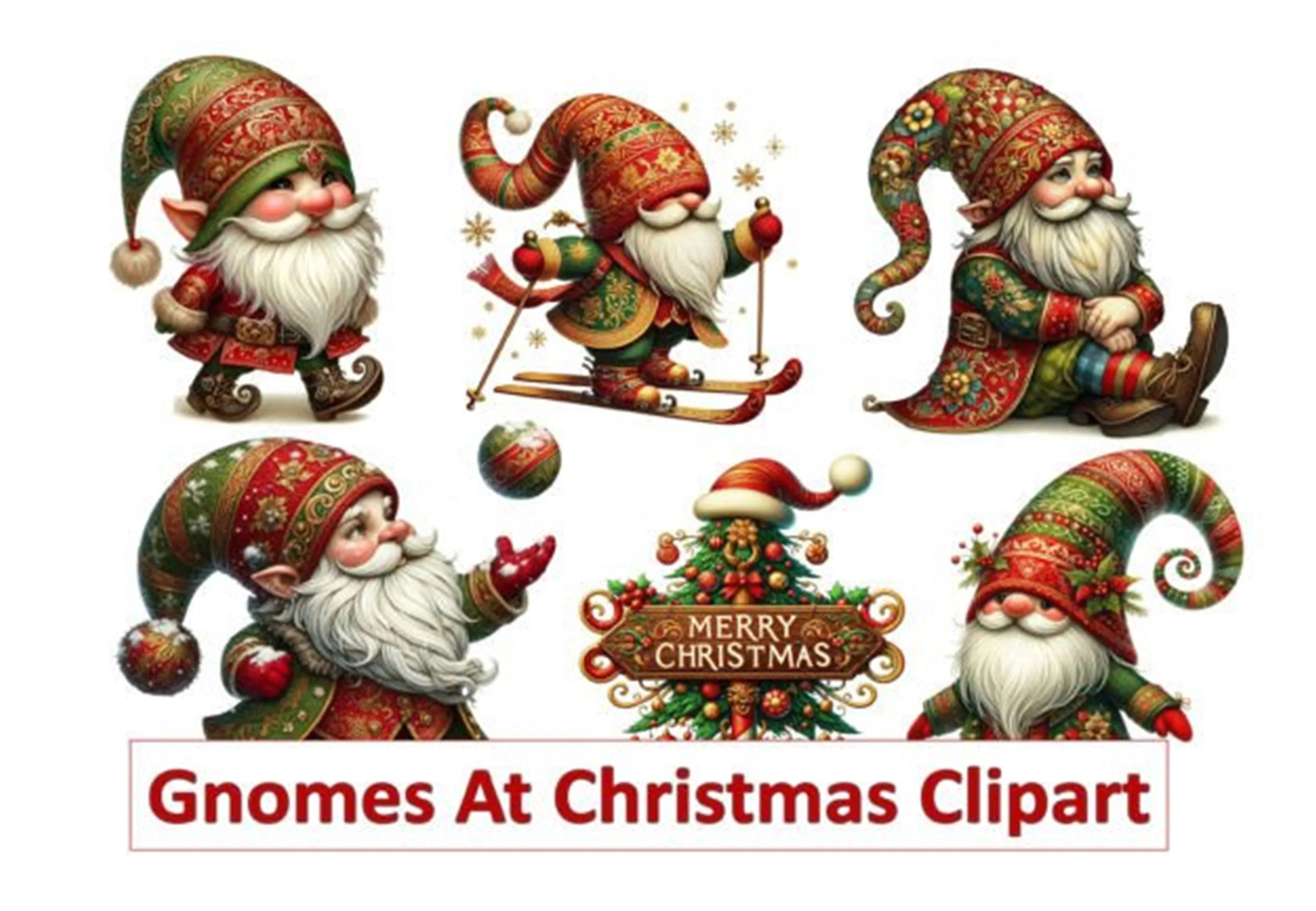 Christmas Gnomes Clipart Bundle - CraftNest - Digital Crafting and Art