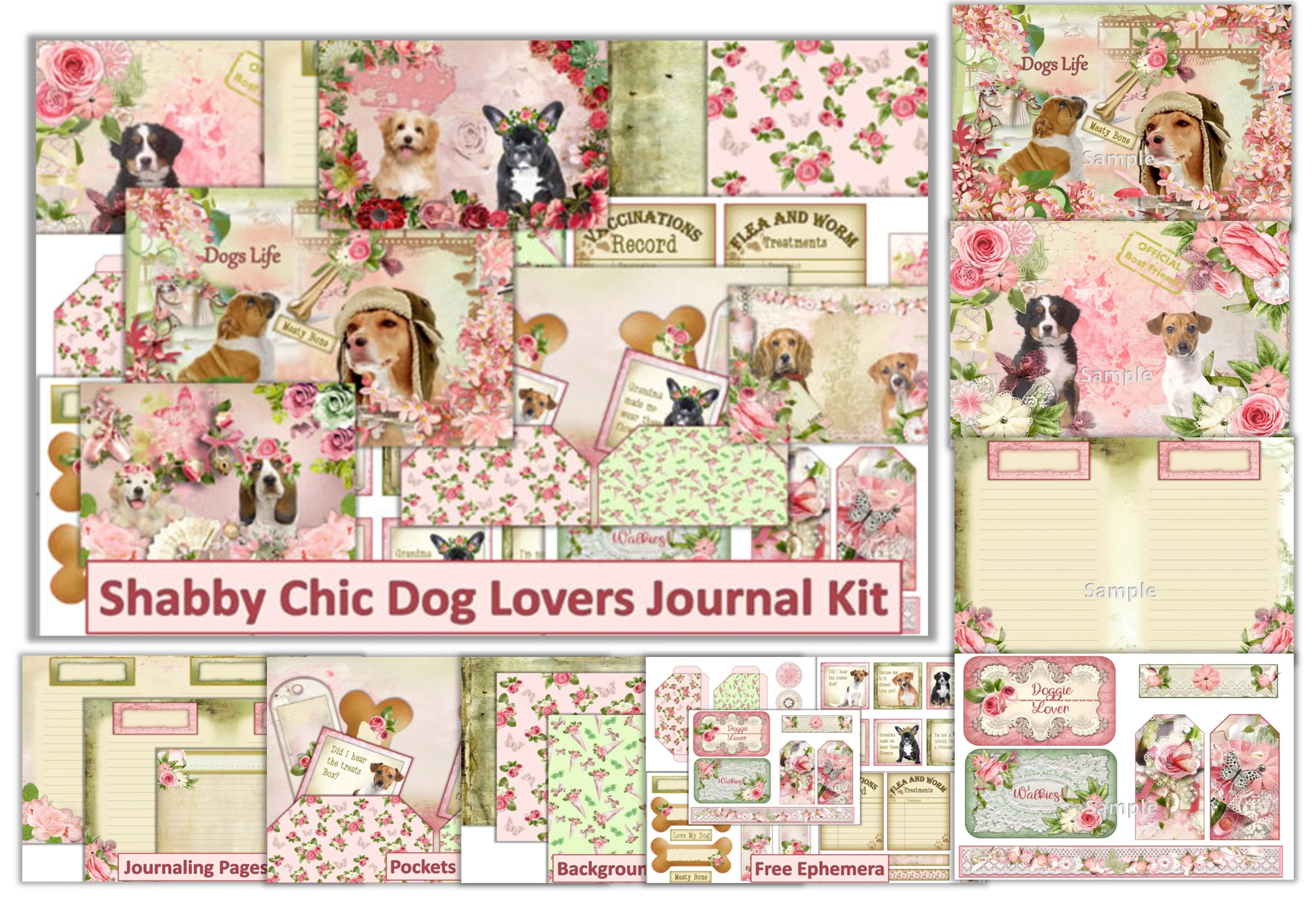 Shabby Chic Dogs Clipart Bundle - CraftNest - Digital Crafting and Art