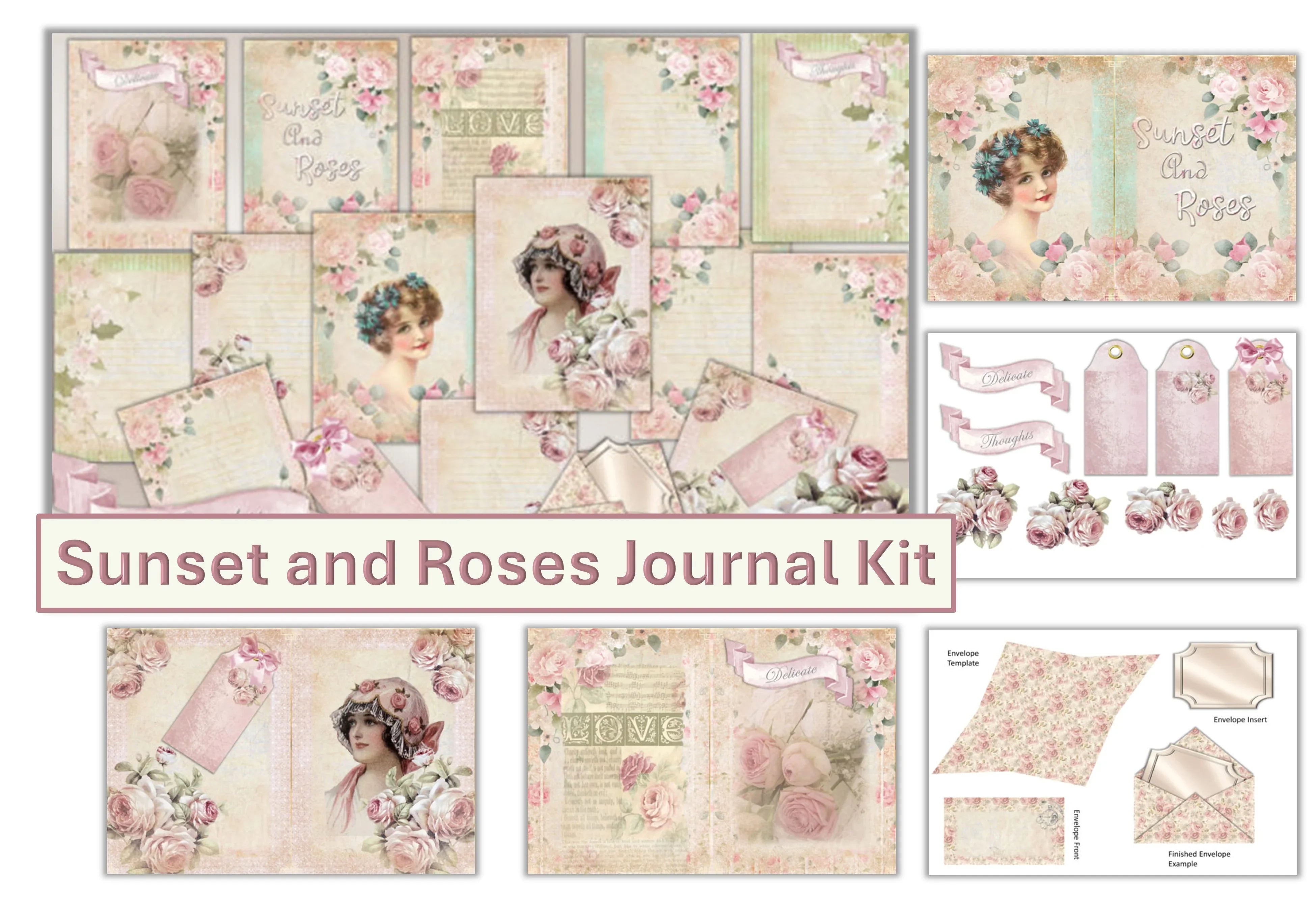 Sunset and Roses Junk Journal Clipart Bundle - CraftNest - Digital Crafting and Art