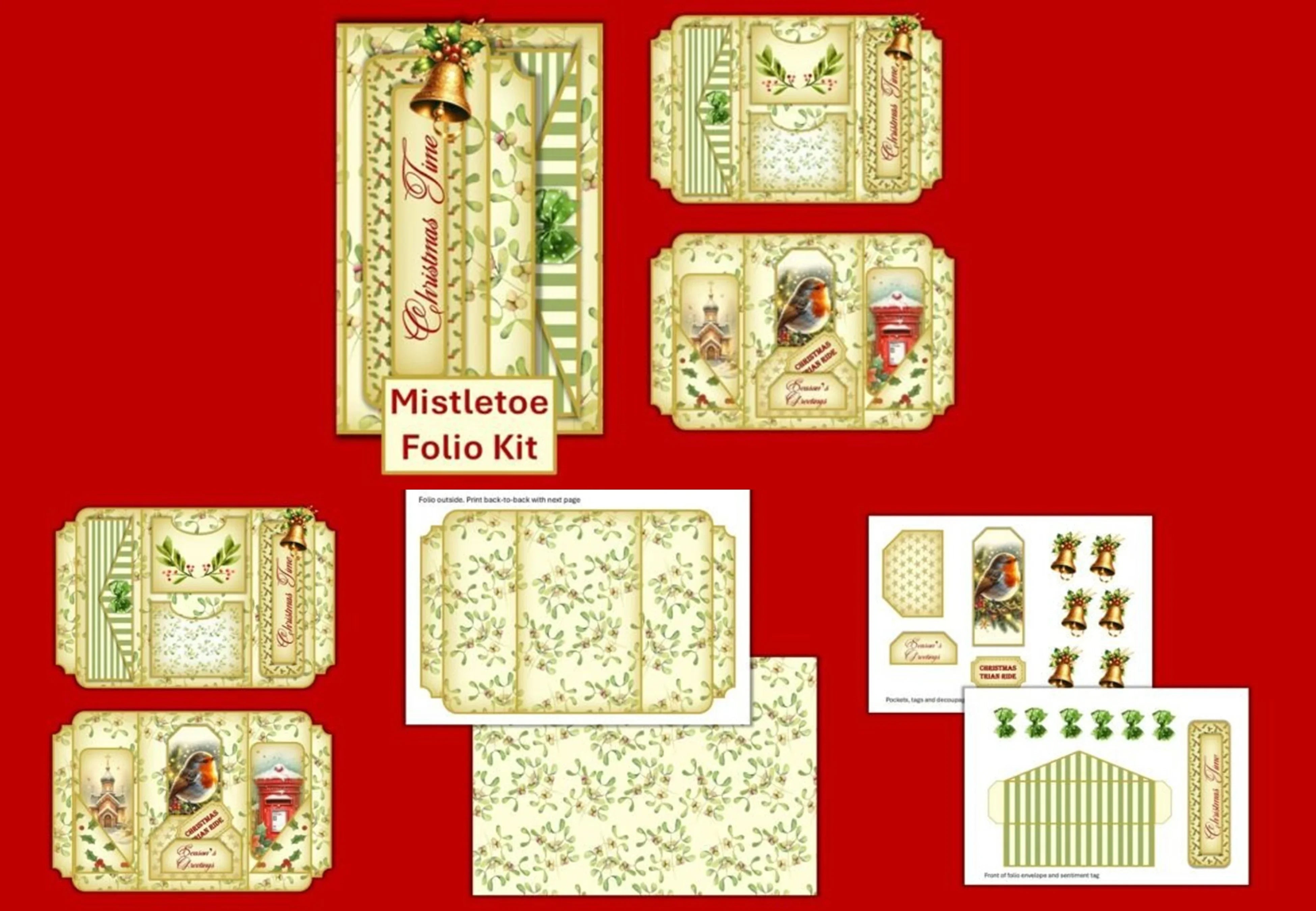 Mistletoe Christmas Junk Journal Folio Bundle - CraftNest - Digital Crafting and Art