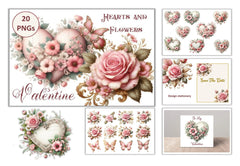 Valentine Hearts and Flowers Clipart Bundle - CraftNest - Digital Crafting and Art
