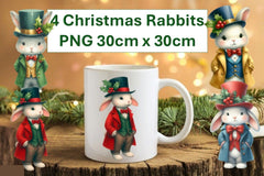 Christmas Rabbits Stickers Clipart Bundle - CraftNest - Digital Crafting and Art