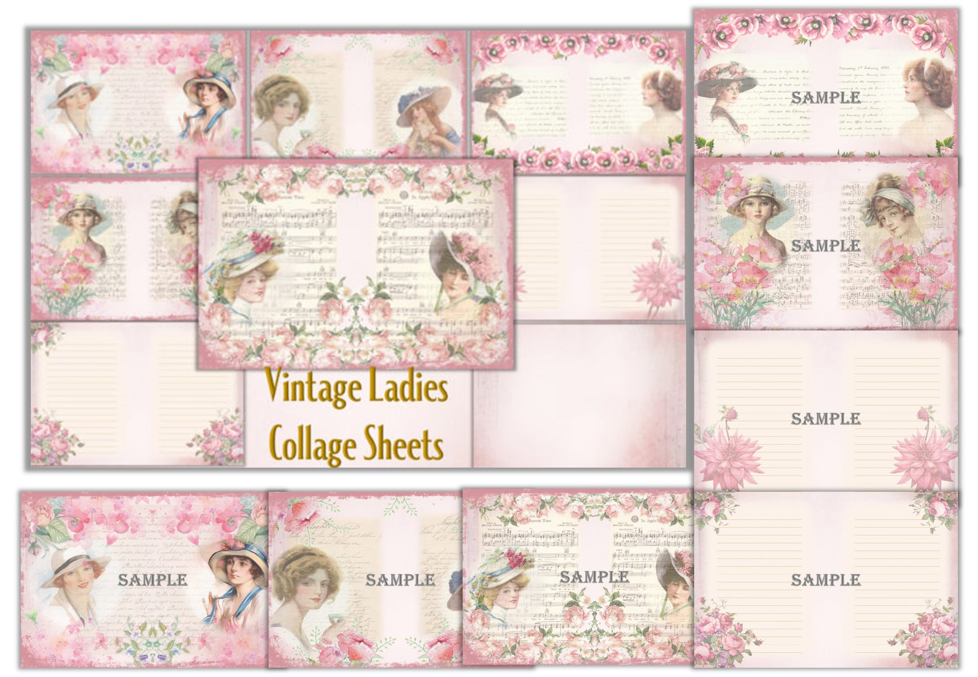 Vintage Ladies Backgrounds Junk Journal Bundle - CraftNest - Digital Crafting and Art