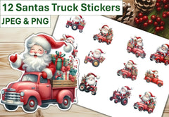 Santa's Truck Stickers Clipart Bundle - CraftNest - Digital Crafting and Art