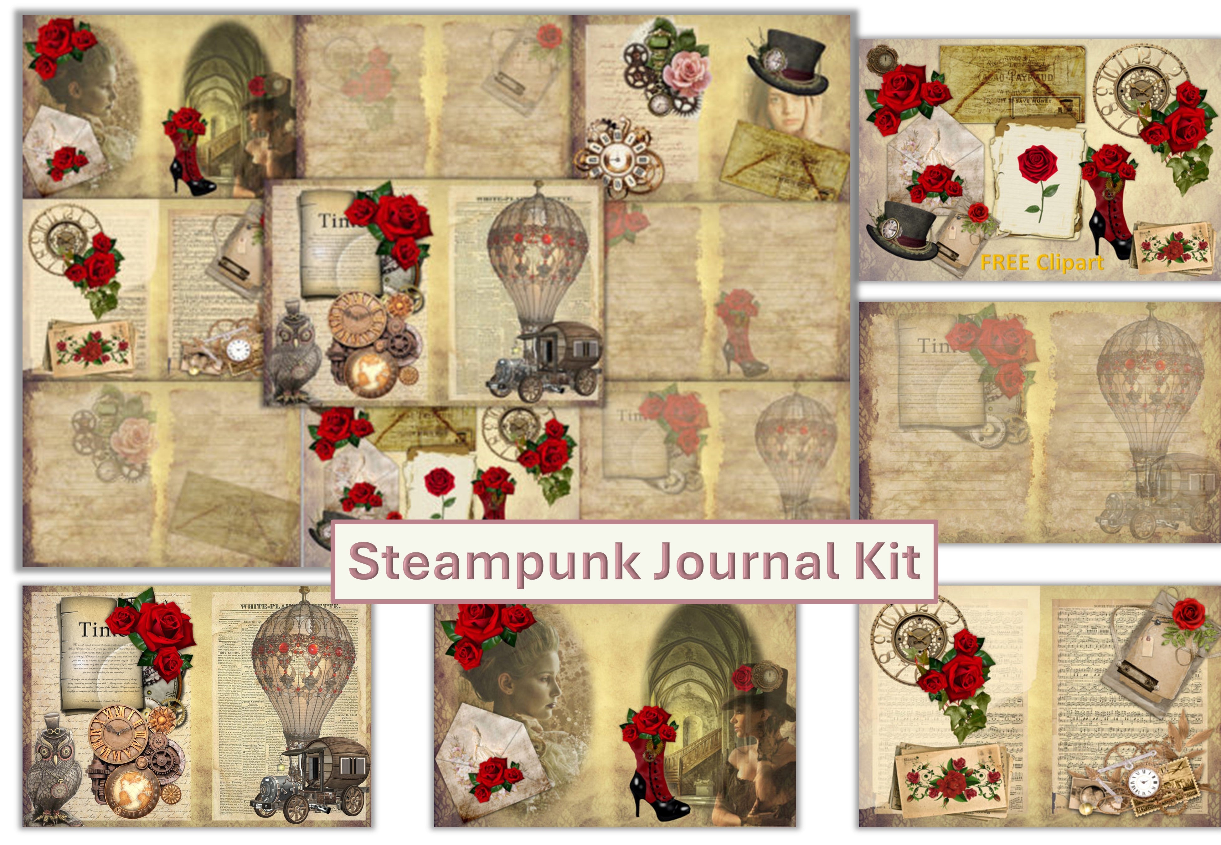 Steampunk Background Free Clipart Bundle