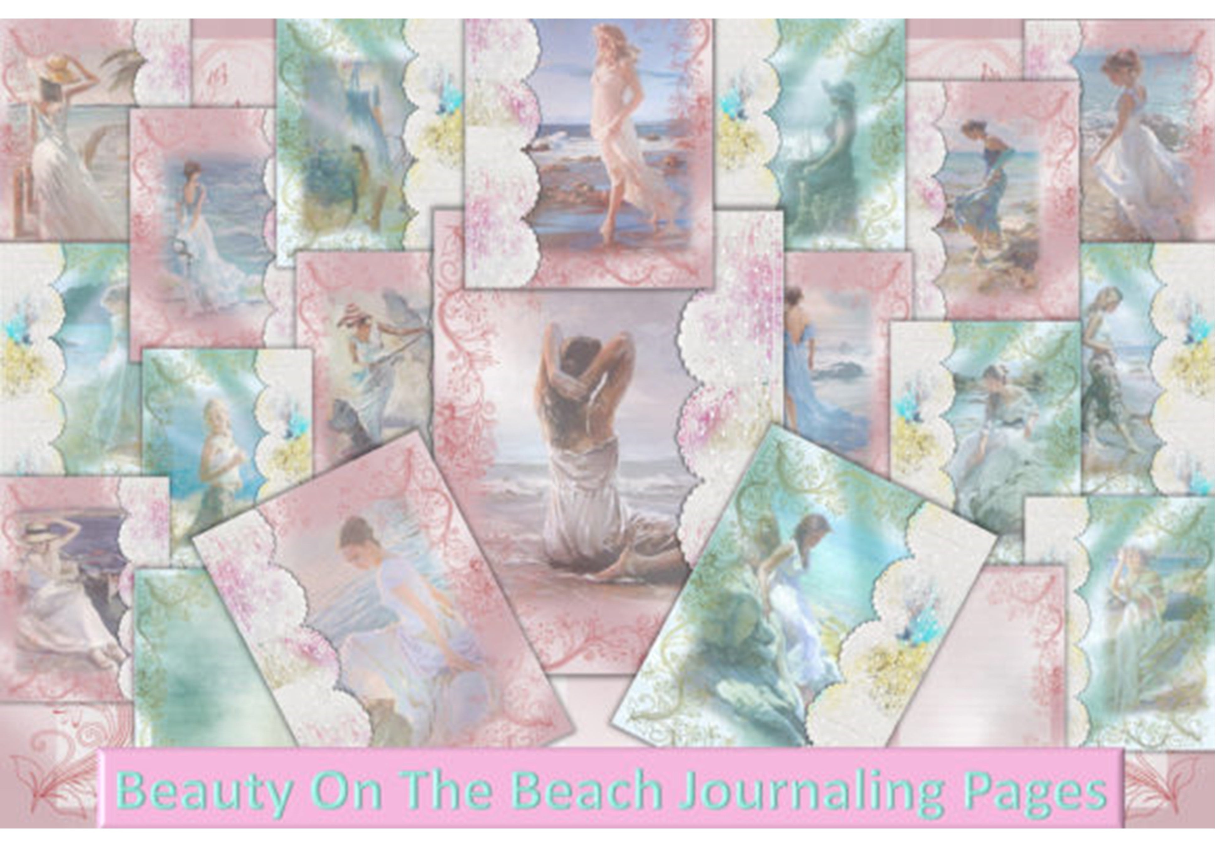 Beauty on the Beach Backgrounds Junk Journal Bundle