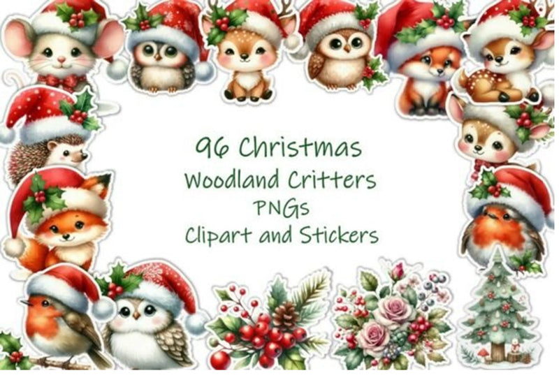 Christmas Woodland Critters Clipart Bundle - CraftNest - Digital Crafting and Art