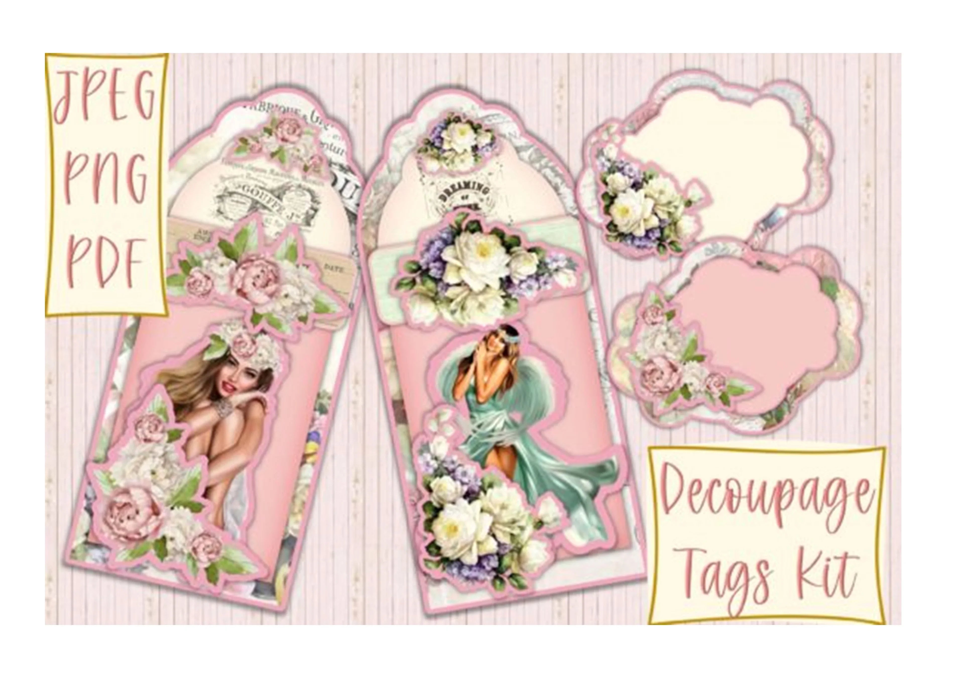 Decoupage Tag Clipart Bundle for Cards - CraftNest - Digital Crafting and Art