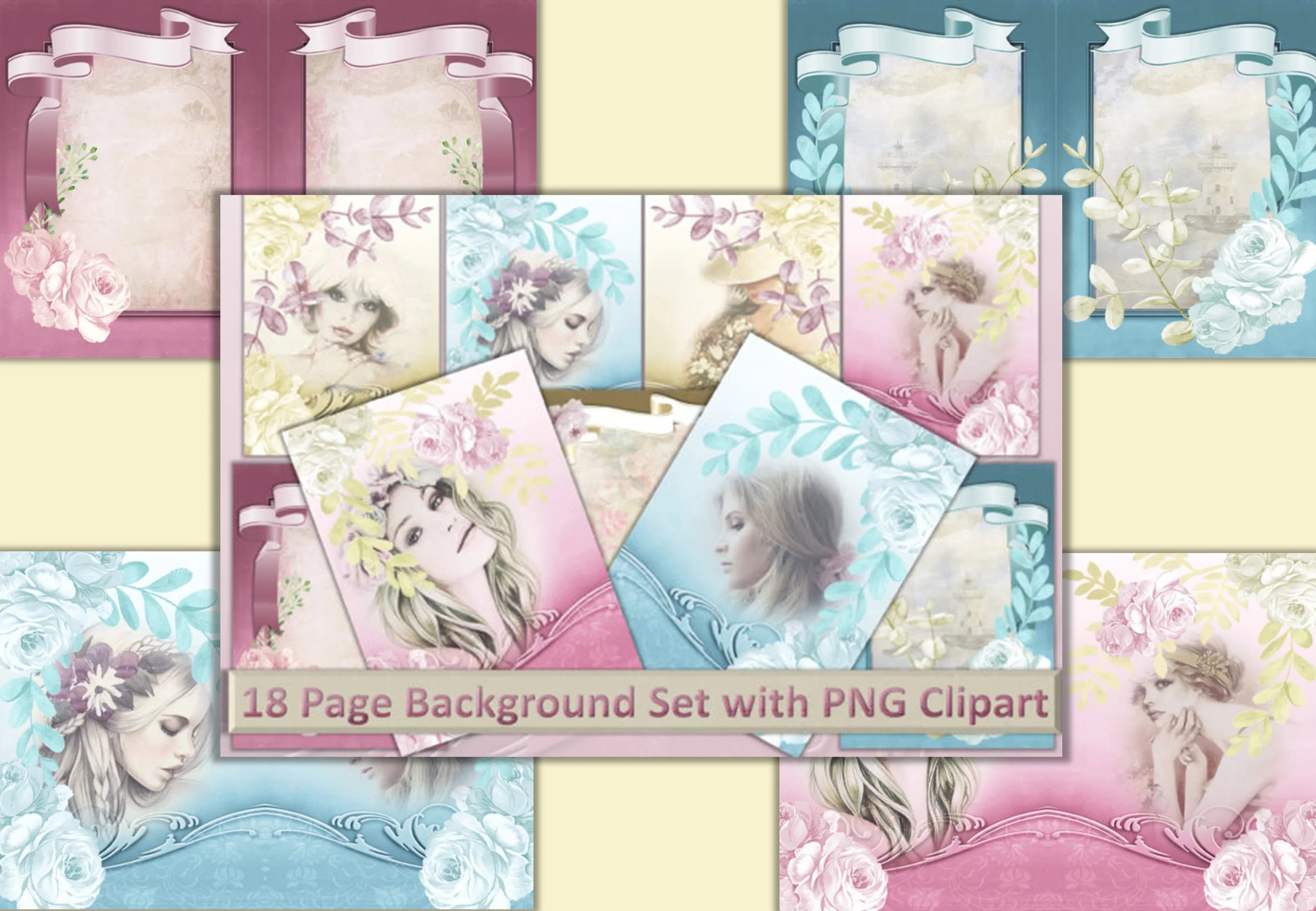 Background Women's Art Clipart Bundle - CraftNest - Digital Crafting and Art