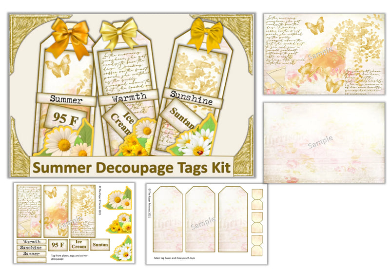 Summer Decoupage Tags Scrapbook Clipart Bundle - CraftNest - Digital Crafting and Art