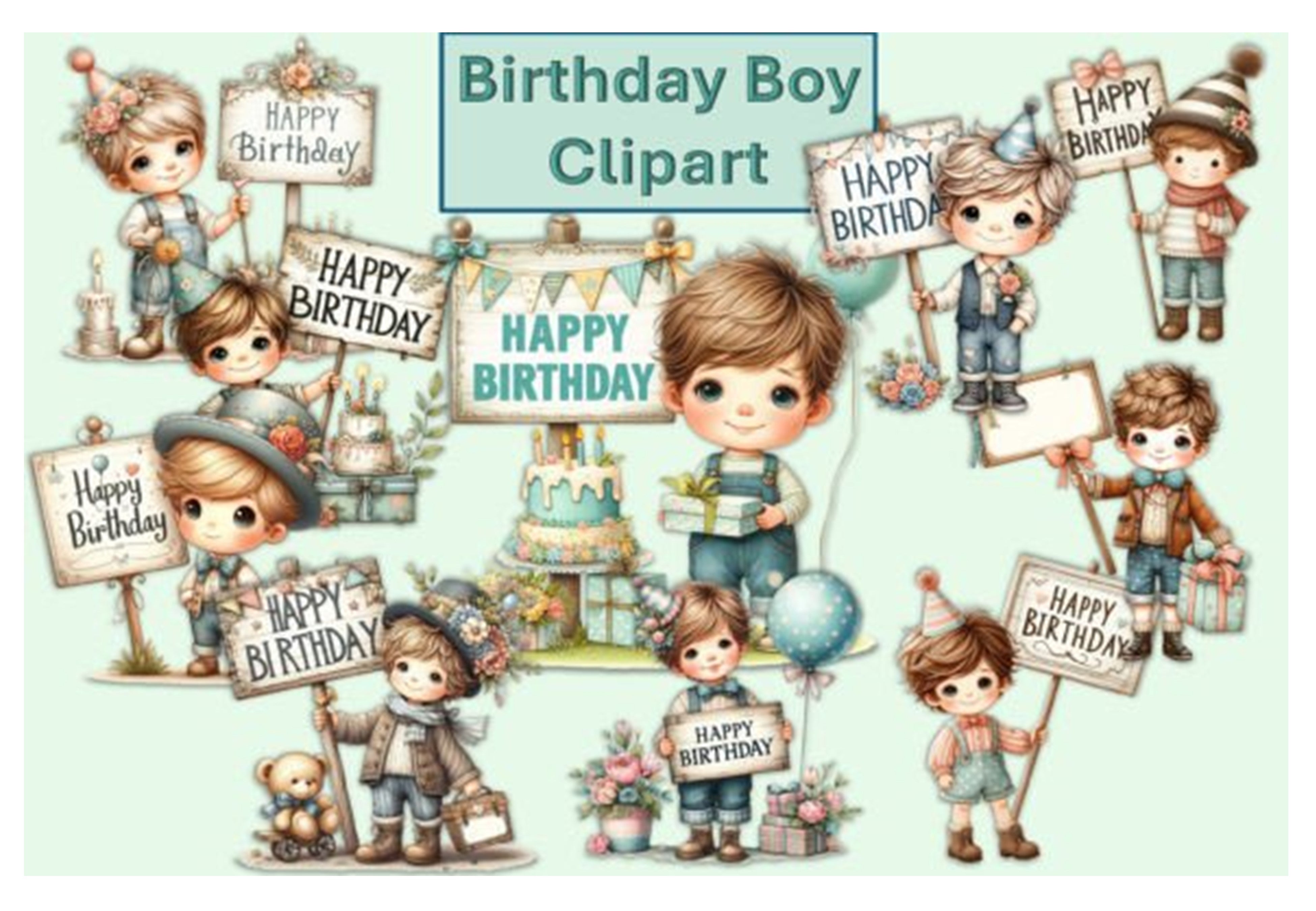 Birthday Boy Clipart Bundle