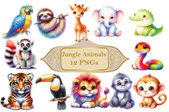 Jungle Animals Clipart Bundle - CraftNest - Digital Crafting and Art