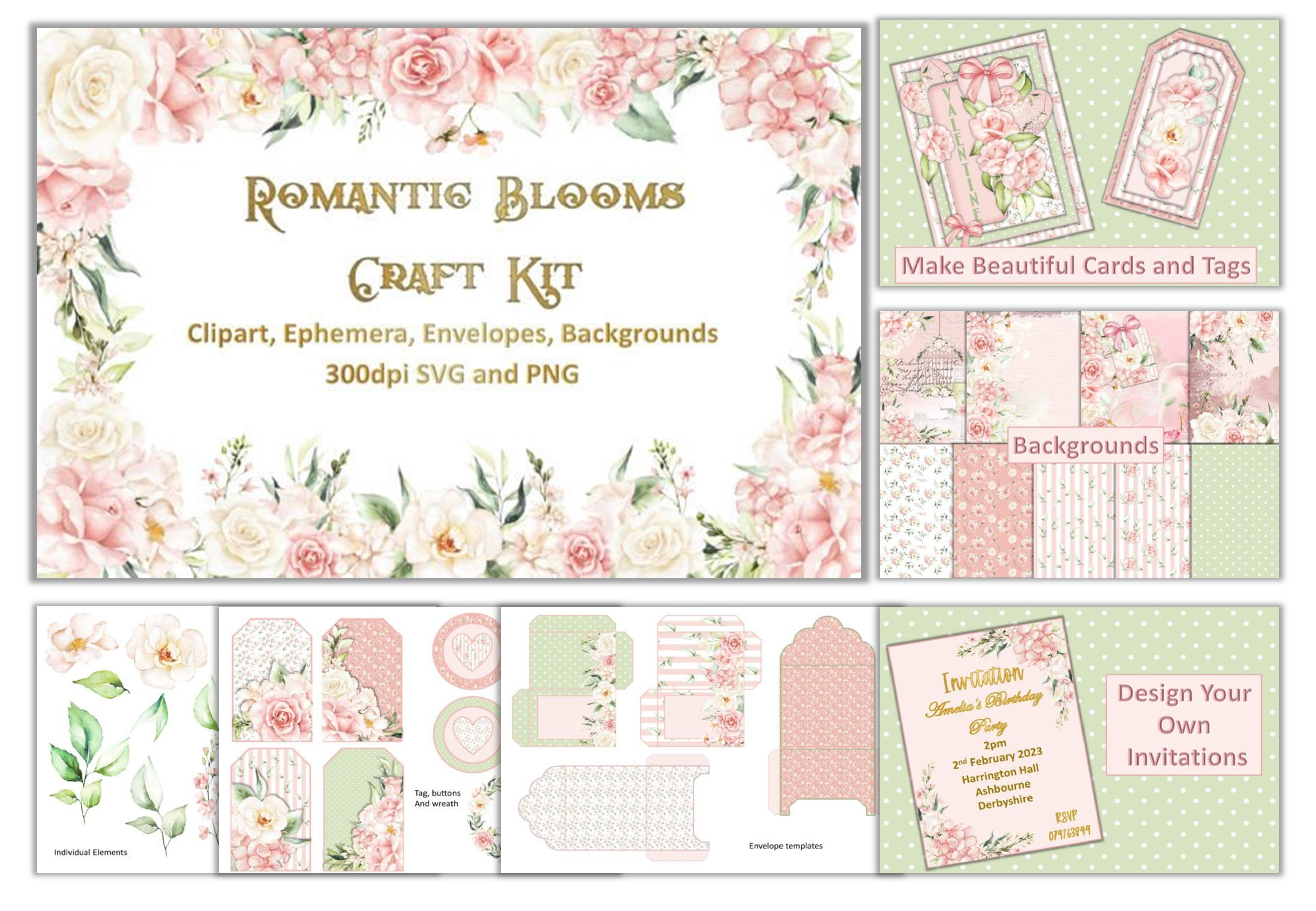 Romantic Flowers Clipart Bundle