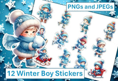 Winter Boy Stickers Clipart Bundle - CraftNest - Digital Crafting and Art