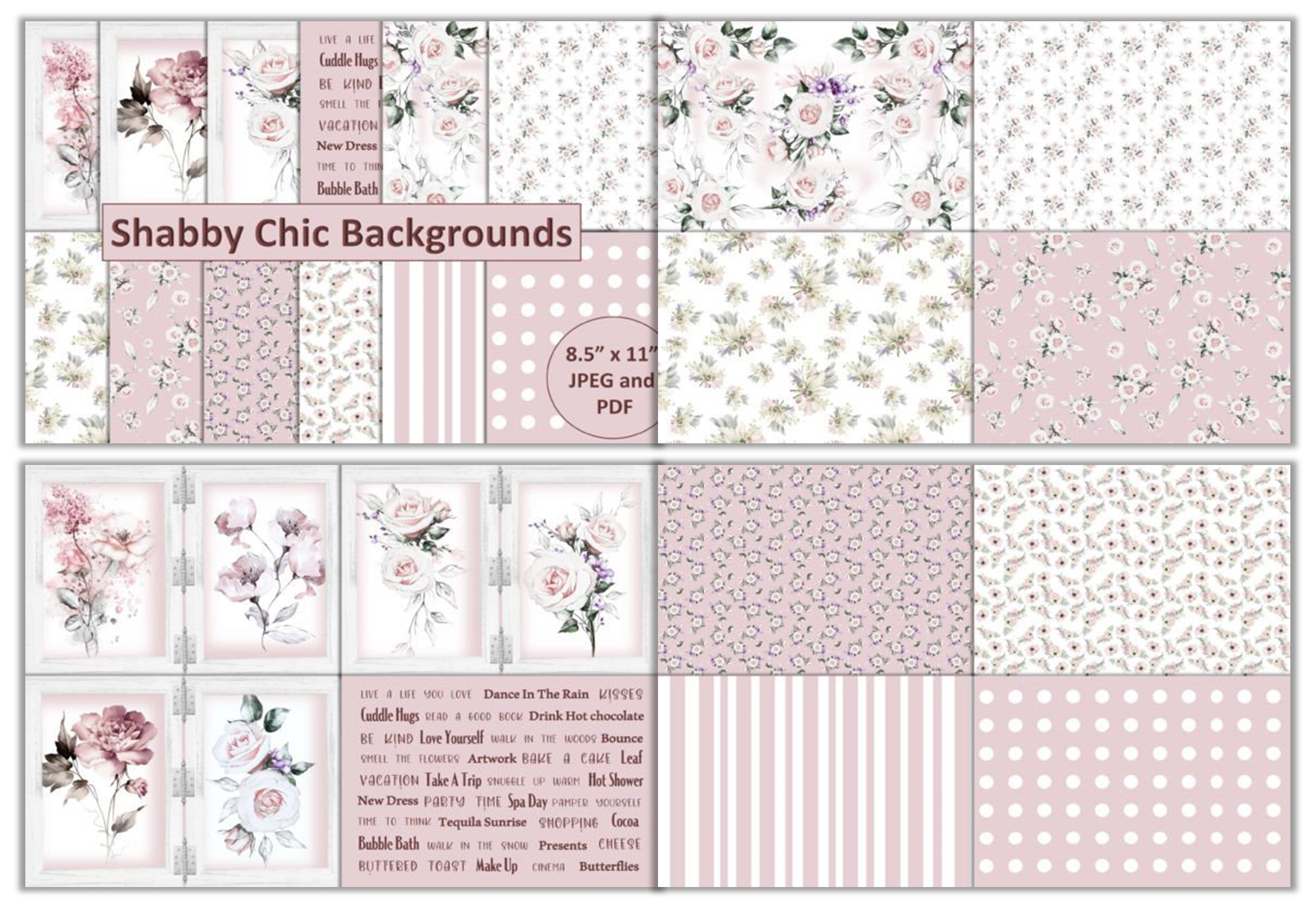 Shabby Chic Background Junk Journal Bundle