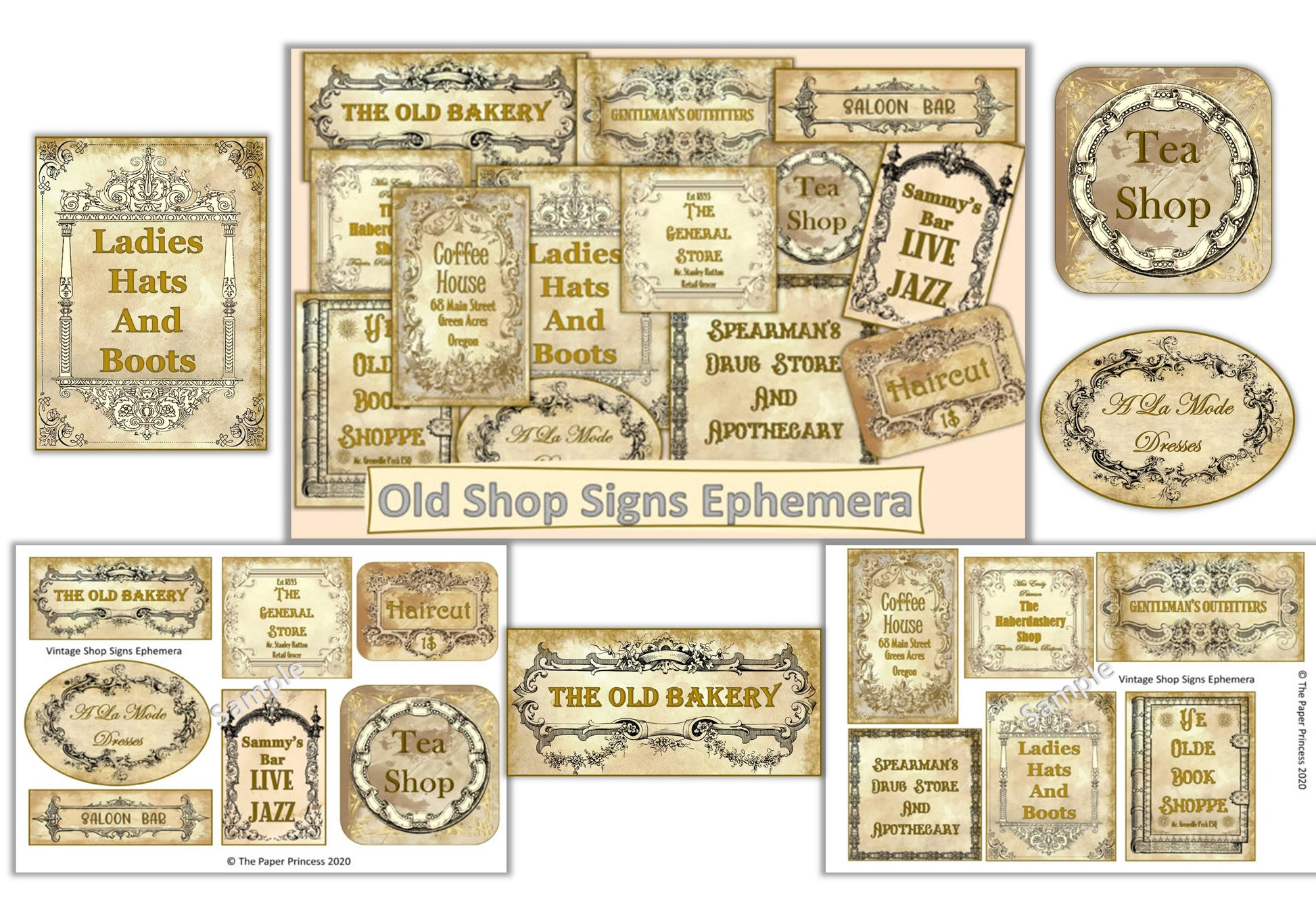 Vintage Shop Signs Clipart Bundle - CraftNest - Digital Crafting and Art