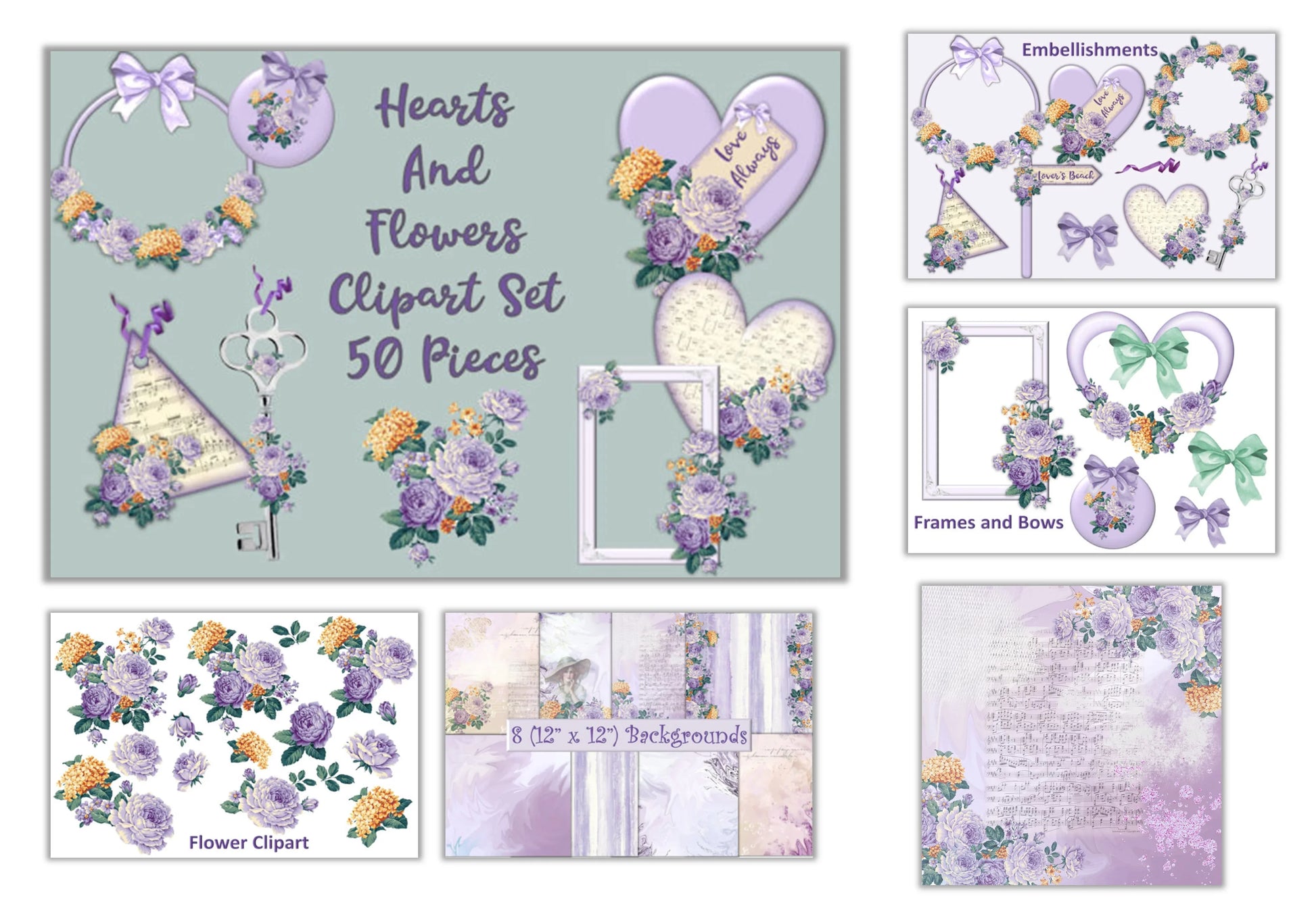 Purple Flowers Clipart Bundle - CraftNest - Digital Crafting and Art