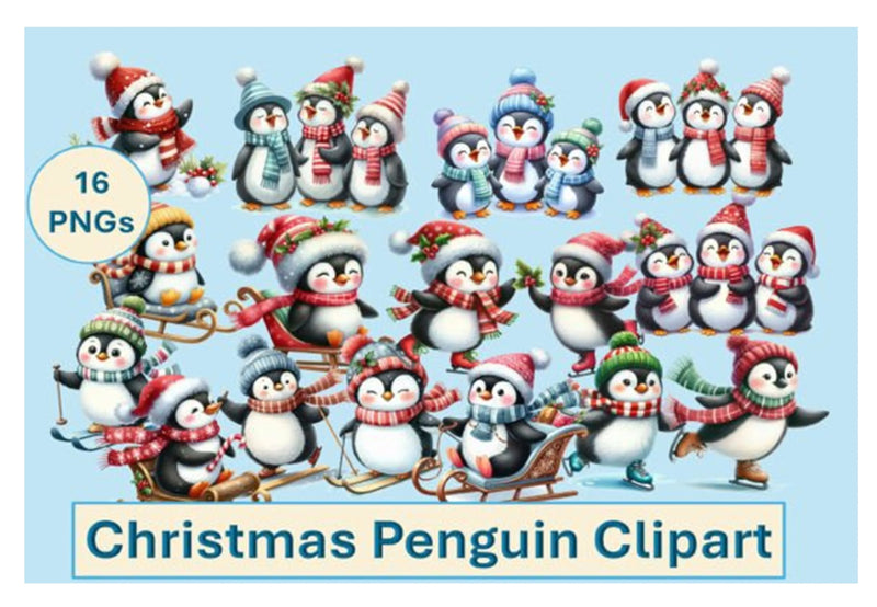 Christmas Penguin Clipart Bundle - CraftNest - Digital Crafting and Art