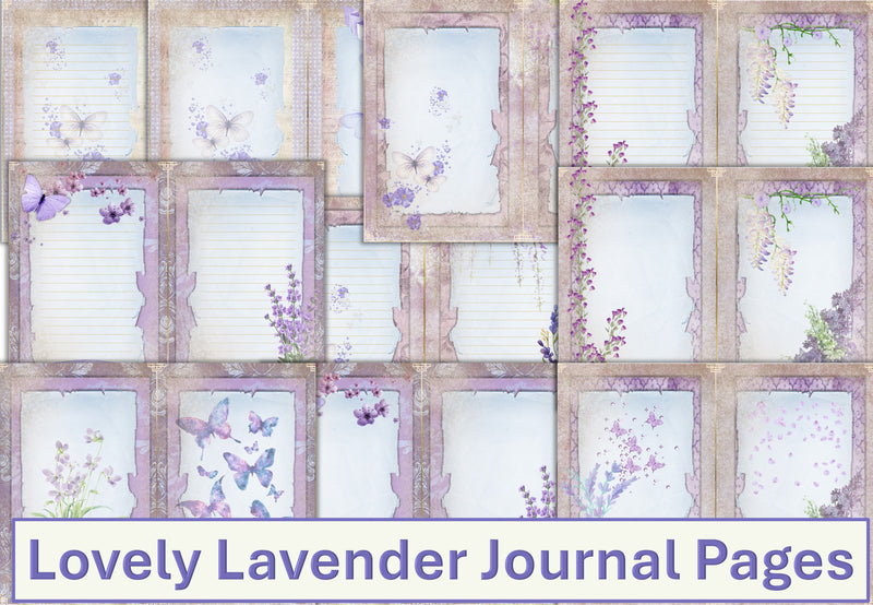 Lovely Lavender Background Papers Junk Journal Bundle - CraftNest - Digital Crafting and Art