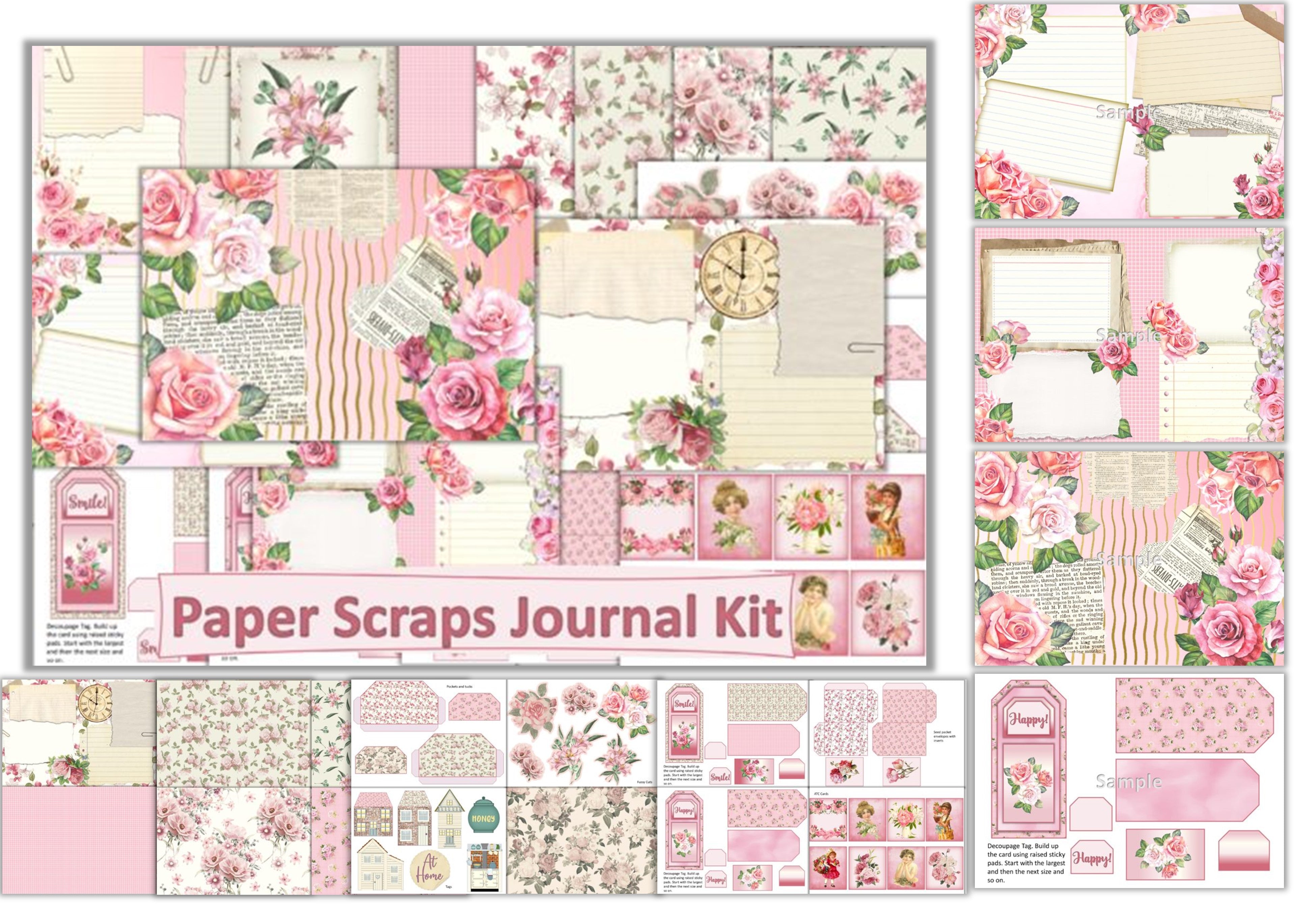 Scrap Junk Journal Clipart Bundle