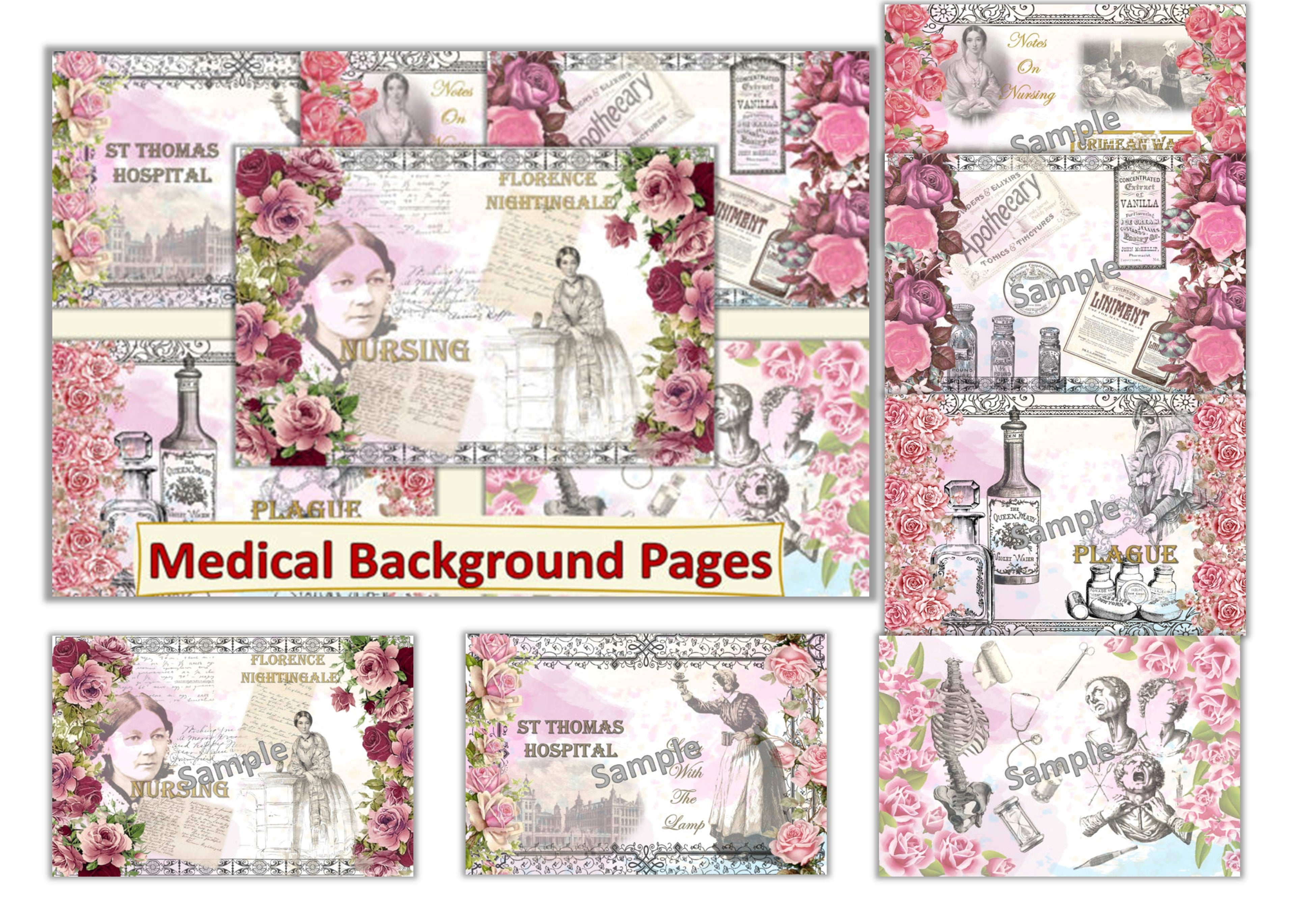 Vintage Medical Backgrounds Junk Journal Bundle - CraftNest - Digital Crafting and Art