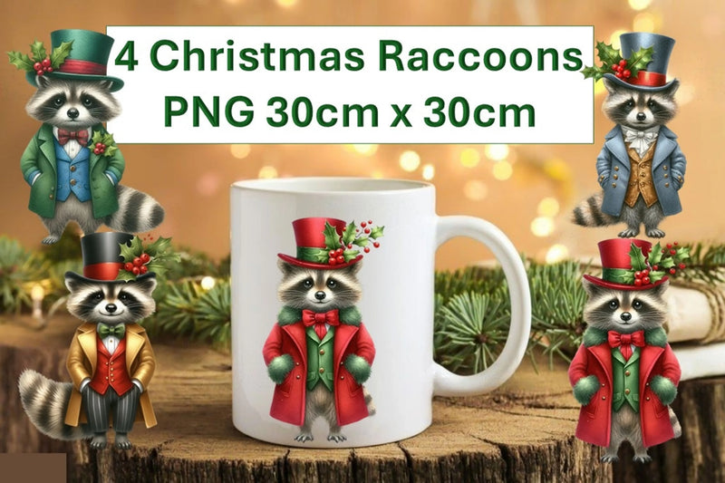Christmas Raccoons Stickers Clipart Bundle - CraftNest - Digital Crafting and Art
