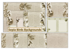Vintage Sepia Birds Backgrounds Junk Journal Bundle - CraftNest - Digital Crafting and Art