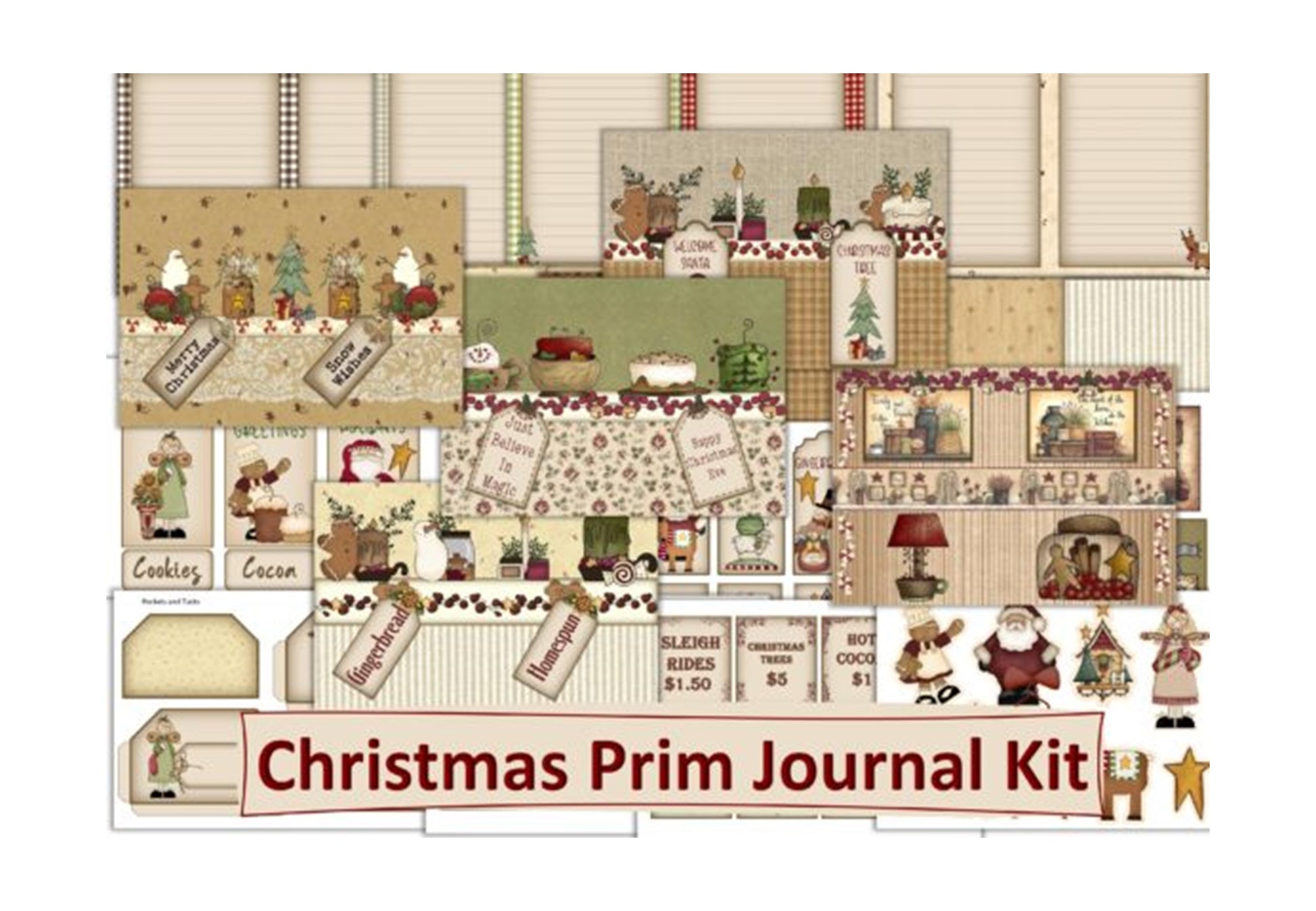 Christmas Primitive Art Junk Journal Bundle - CraftNest - Digital Crafting and Art
