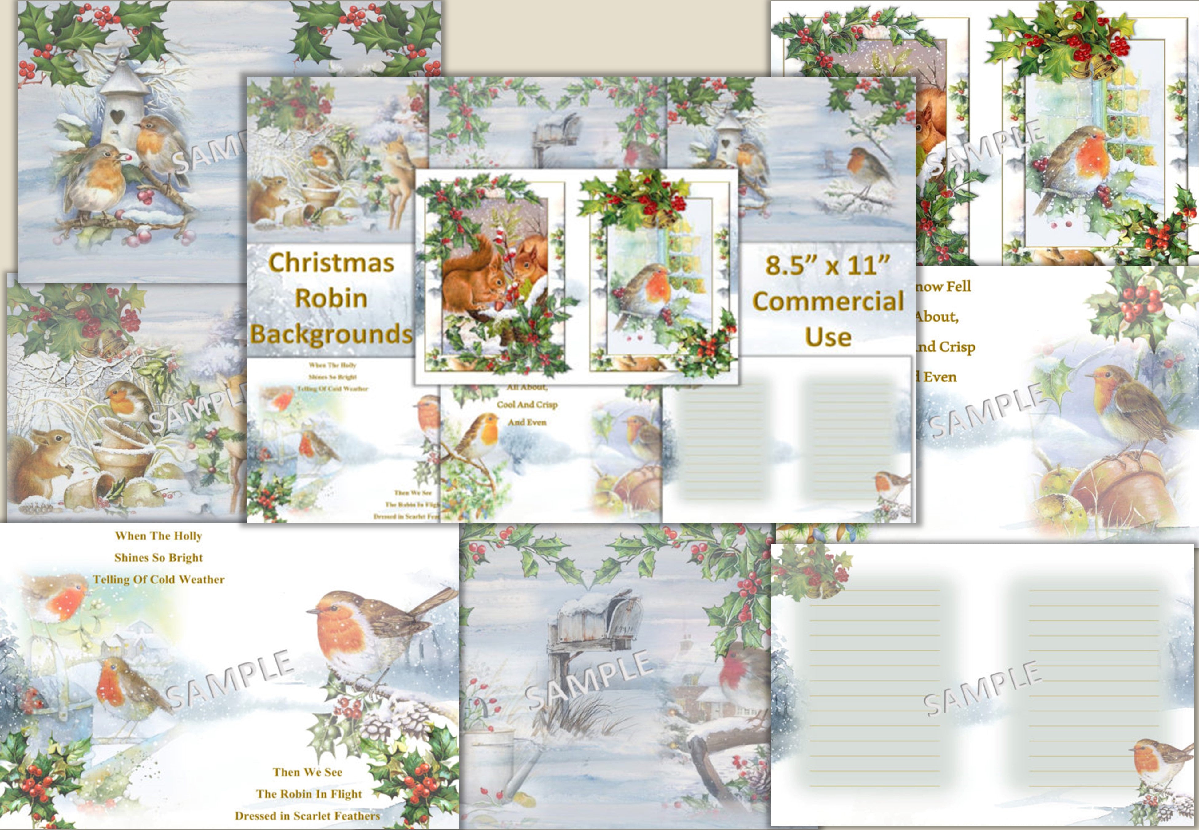 Christmas Robin Collage Sheets Junk Journal Bundle - CraftNest - Digital Crafting and Art