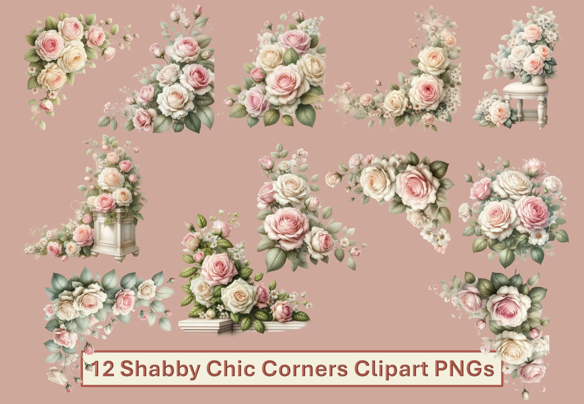 Shabby Chic Corners Clipart Bundle - CraftNest - Digital Crafting and Art