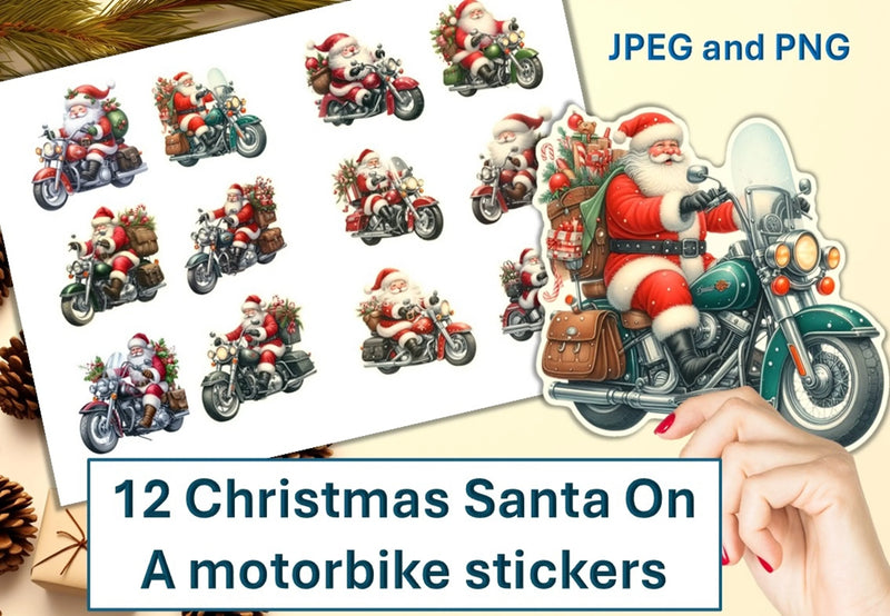Santa's Motorbike Clipart Bundle - CraftNest - Digital Crafting and Art