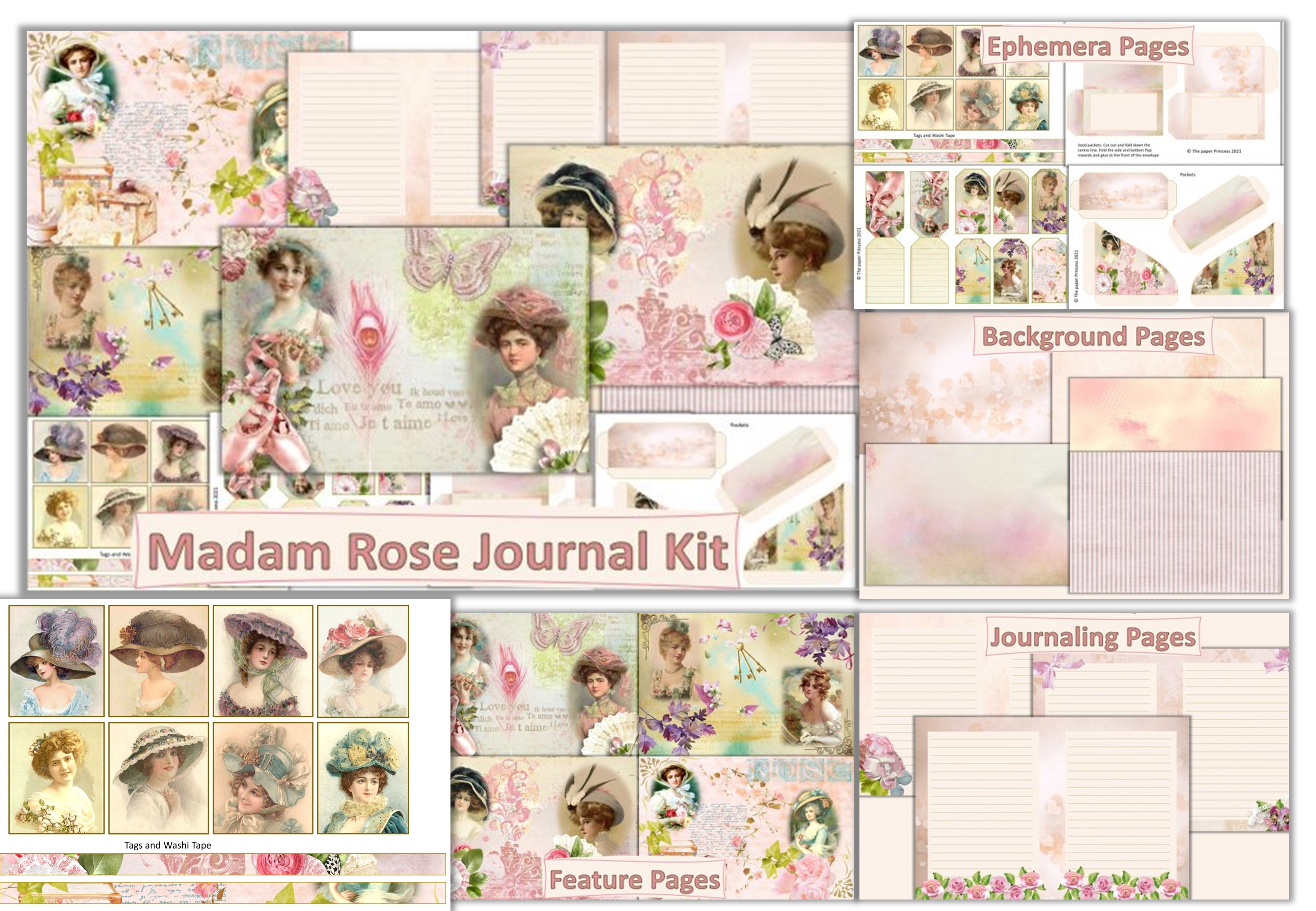Shabby Chic Junk Journal Clipart Bundle