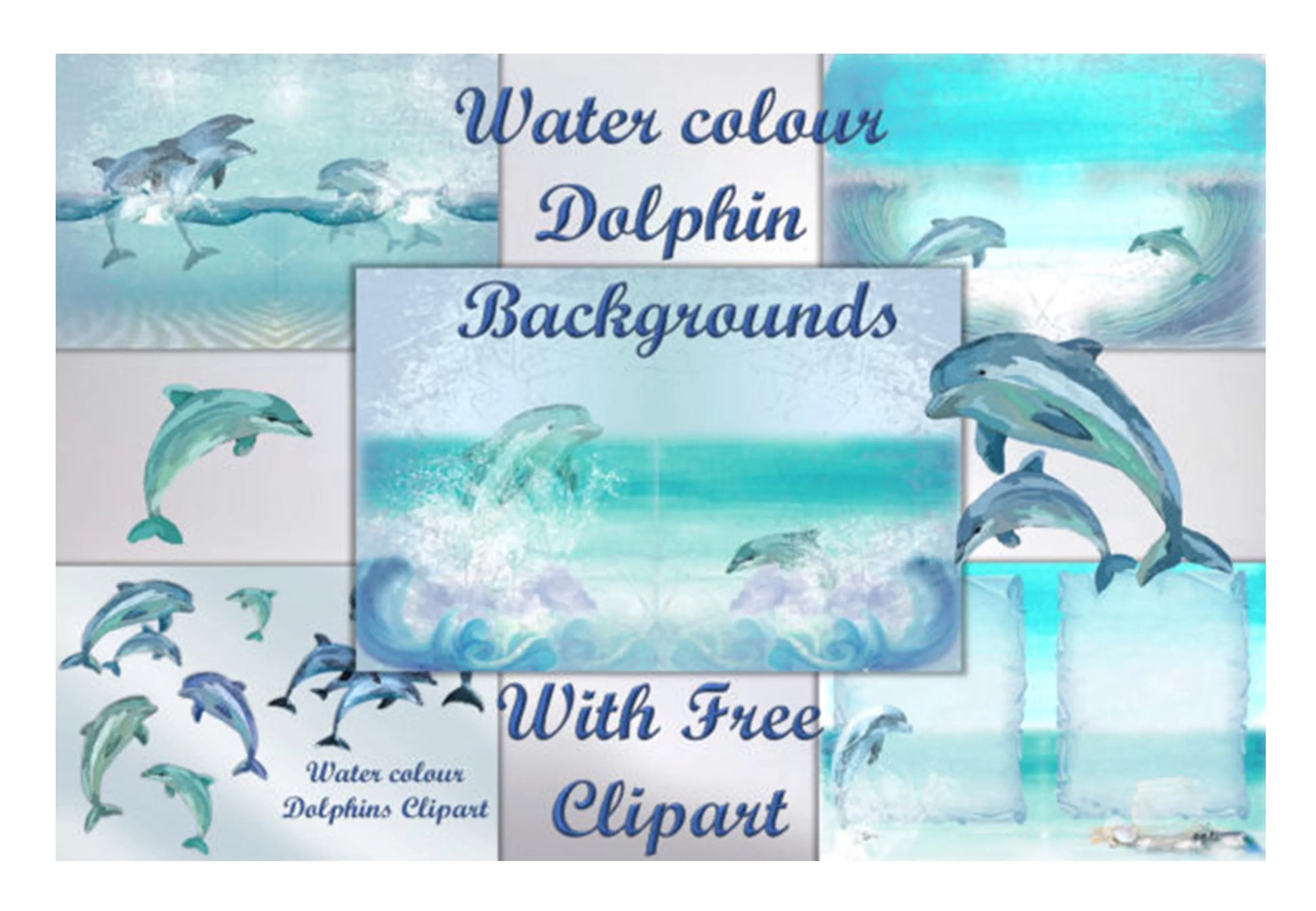 Dolphins Backgrounds Clipart Bundle - CraftNest - Digital Crafting and Art
